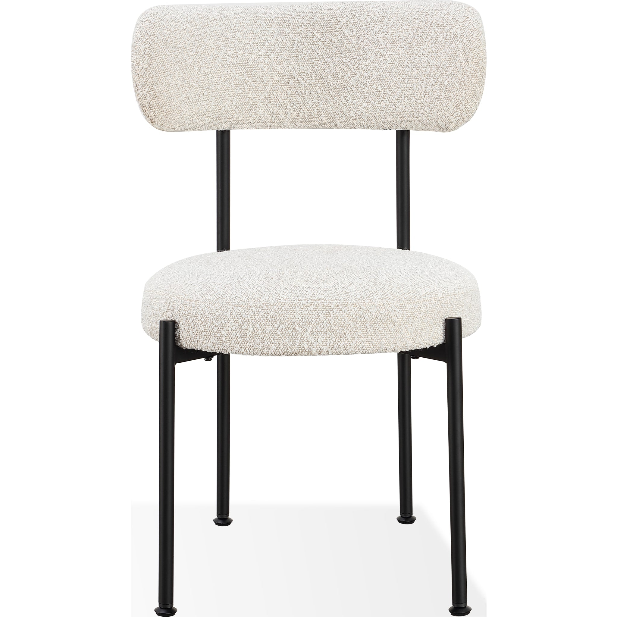 Aere Boucle Upholstered Metal Leg Dining Chair - Ivory & Black Modern Accent Chair for Kitchen, Dining Room, or Office