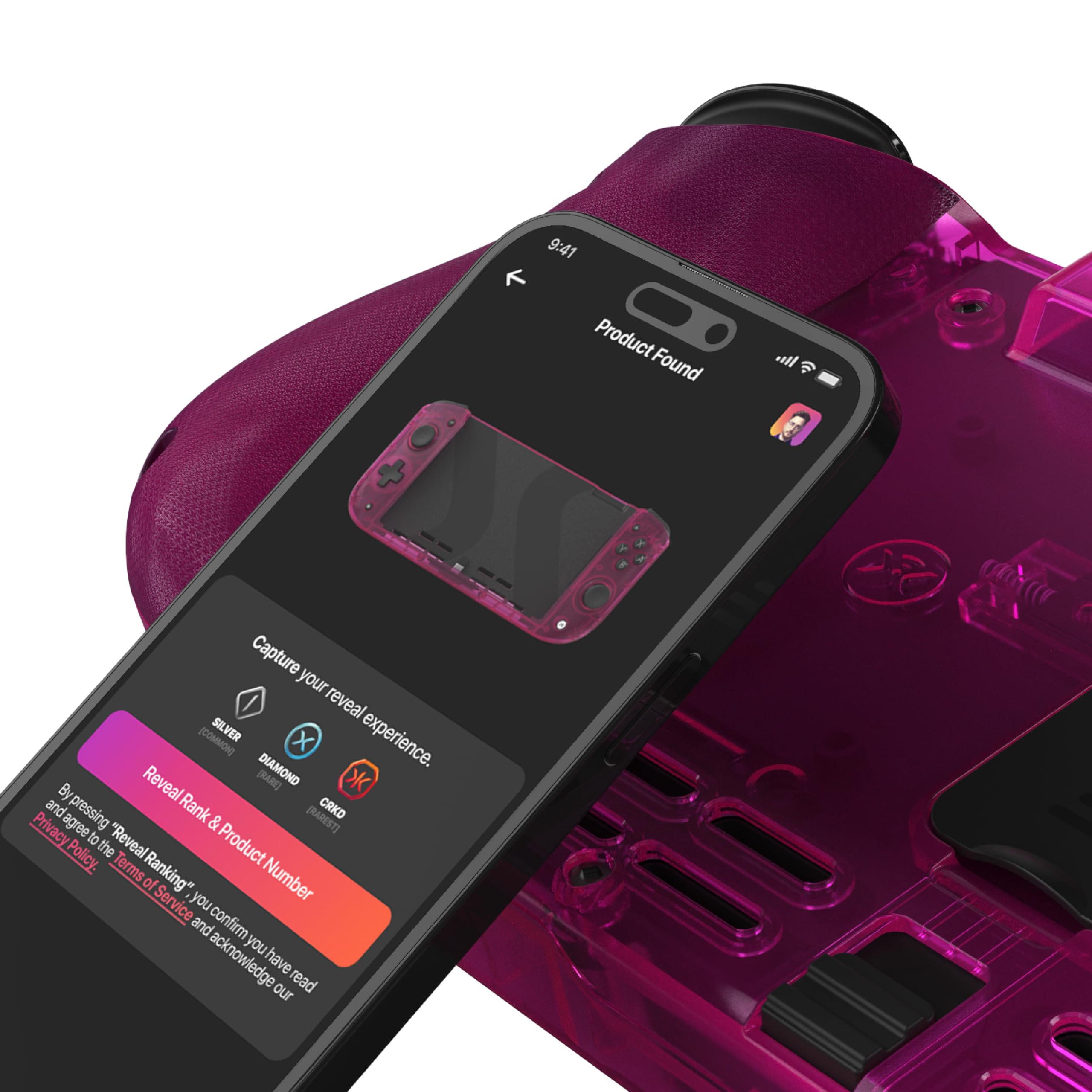 CRKD Nitro Deck Crystal Collection with Carry Case - Professional Handheld Controller for Nintendo Switch & OLED | Zero Stick Drift, Ergonomic Design | Perfect for Gaming on the Go, Travel & Home Entertainment (Crystal Pink)