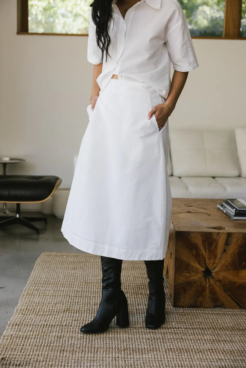Stylish Mallory Textured Skirt in White - Perfect for Casual Outings & Office Wear | Final Sale