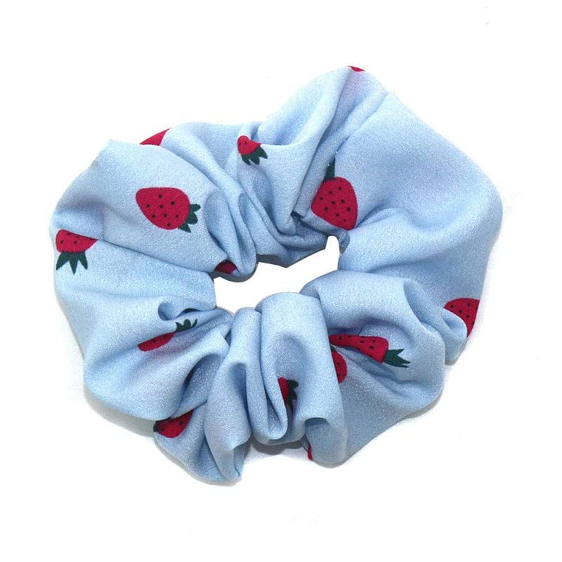 4PCS Elastic Hair Scrunchies for Women - Soft Hair Bands, Hair Ties, Ponytail Holders (Strawberry Pattern) - Perfect for Workouts, Office, and Everyday Styling