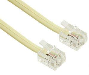 STEREN 50ft Ivory Telephone Extension Cord with RJ-11 Plugs - 6-Conductor Phone Cable Wire for Home & Office (BL-324-050IV) - Ideal for Extending Landline Phones, Fax Machines & Modems