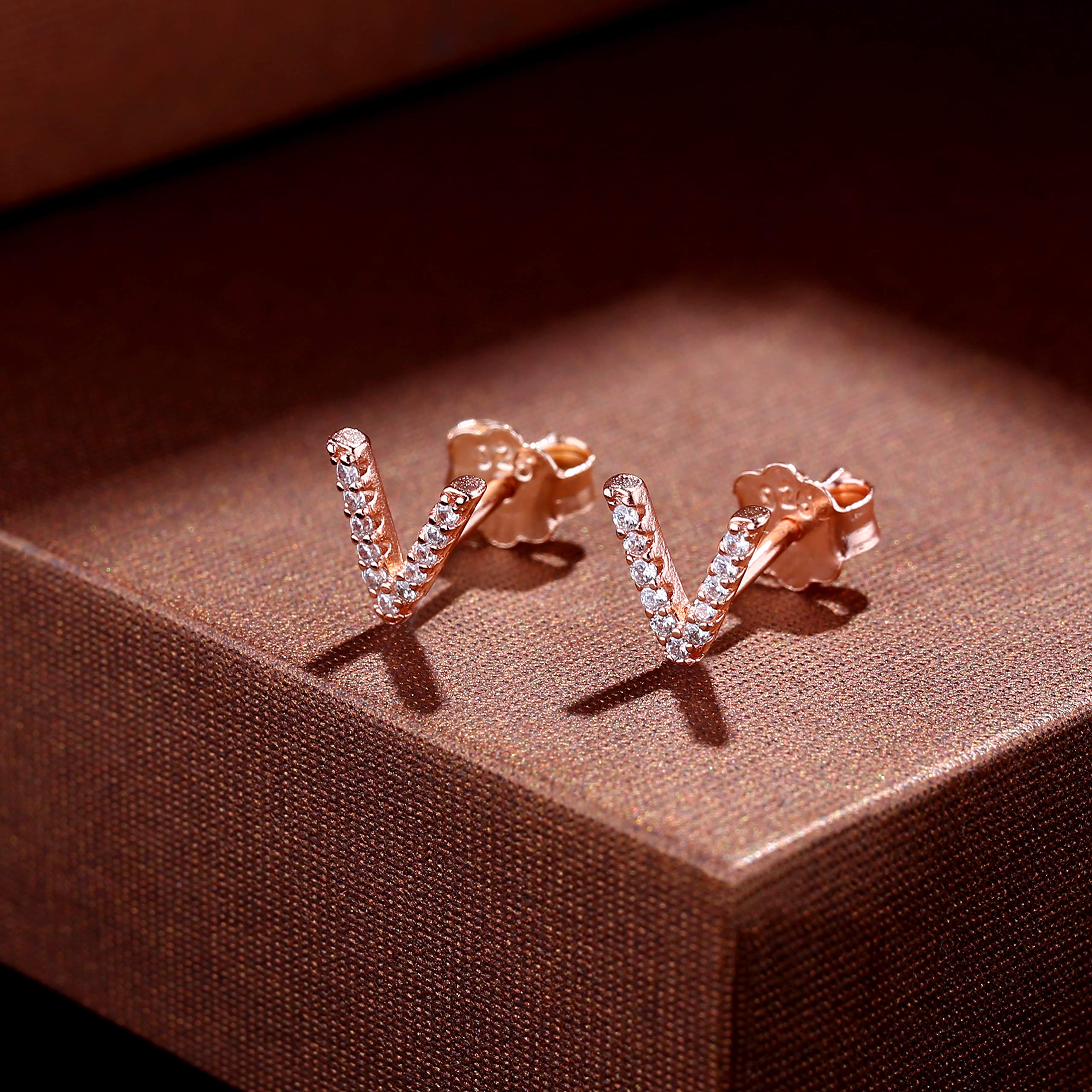 MONOOC Initial Stud Earrings for Women & Girls - Hypoallergenic S925 Sterling Silver Cubic Zirconia Letter Earrings | Perfect Birthday Gift, Everyday Wear & Special Occasion Jewelry