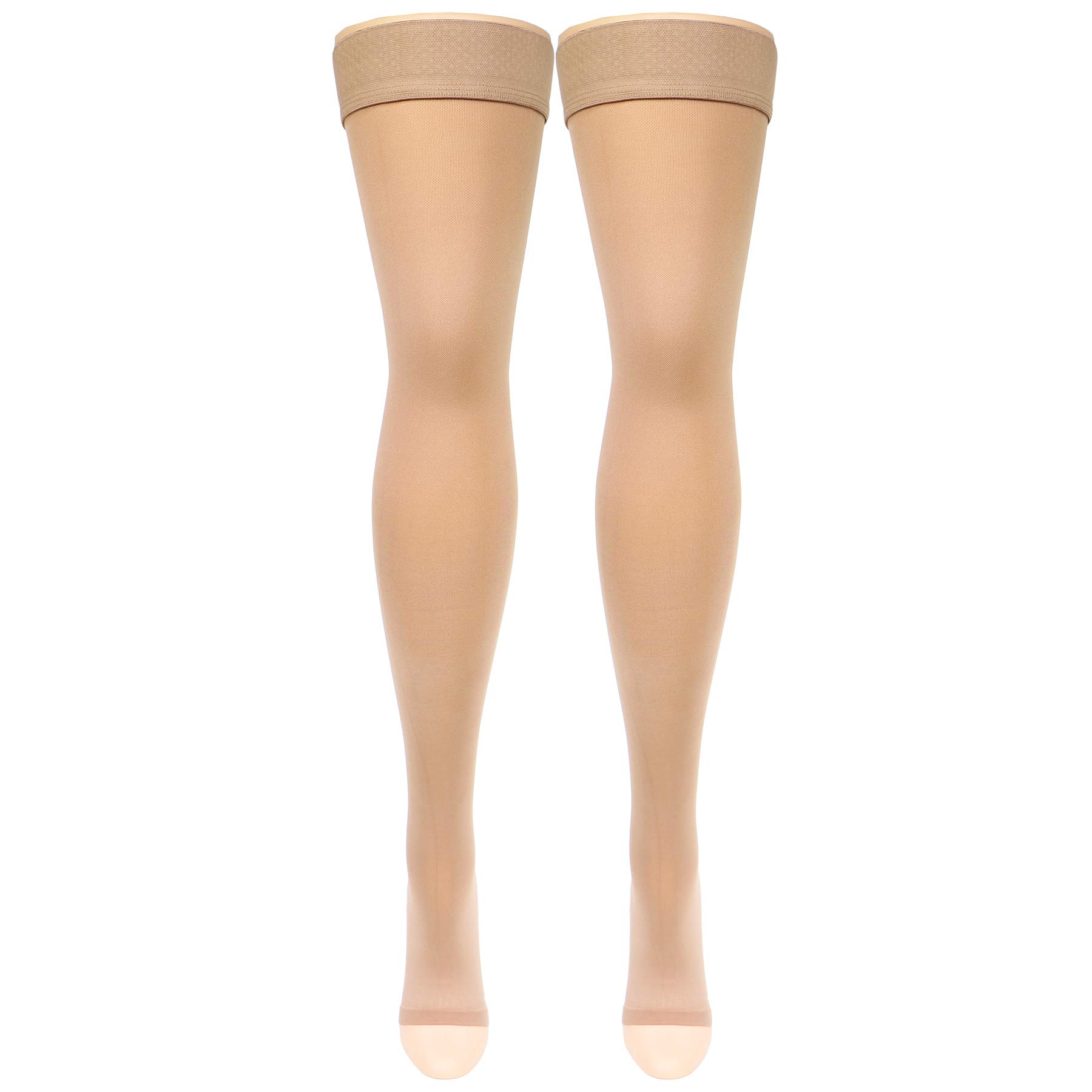 Truform Women's Thigh High Open Toe Compression Stockings - 20-30mmHg Graduated Support for Varicose Veins & Swelling - Perfect for Travel, Nursing & Pregnancy