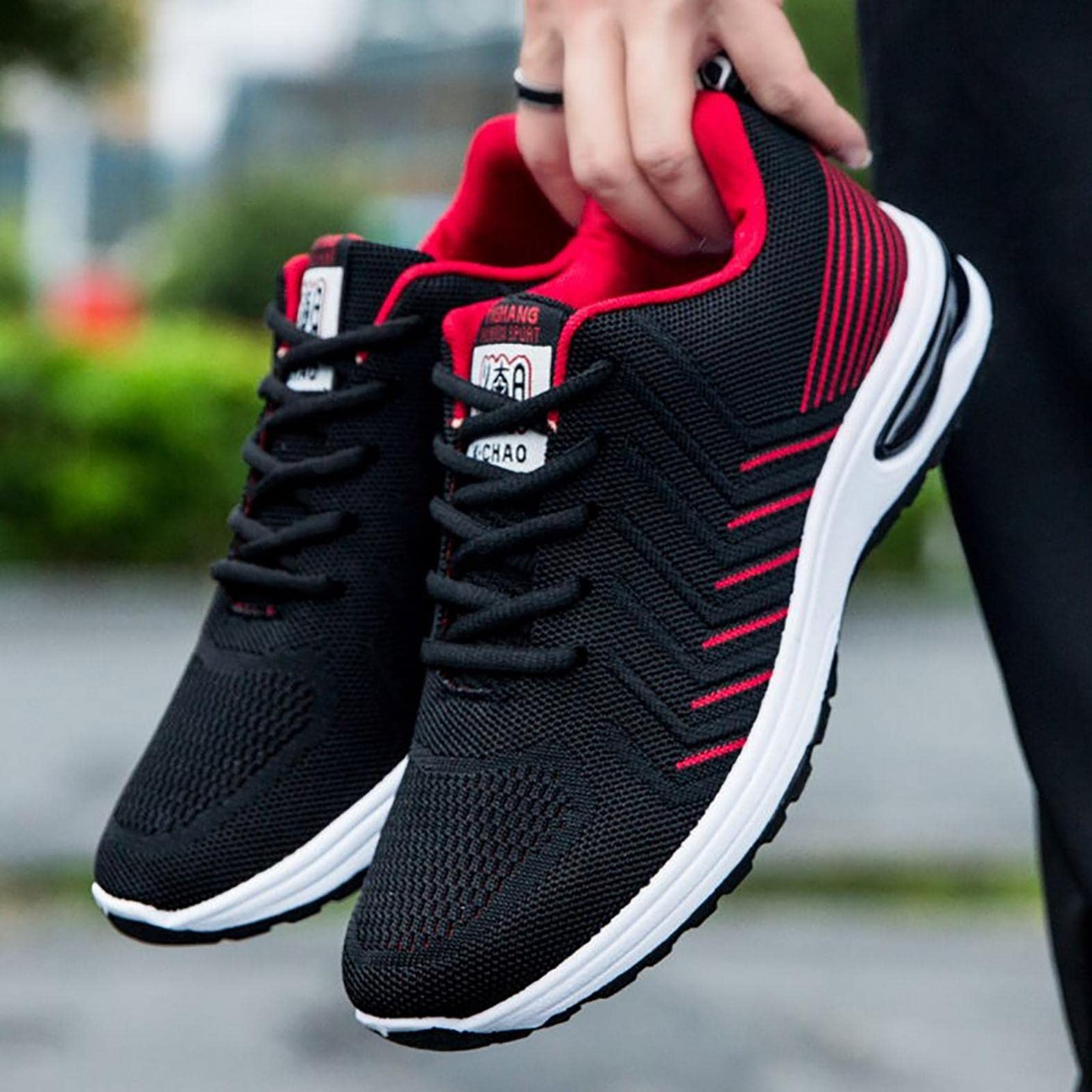 Hbeylia Men's Lace Up Sneakers - Lightweight Breathable Mesh Running Shoes for Men | Non-Slip Athletic Walking & Hiking Shoes | Perfect for Gym, Workout, Travel & Daily Wear