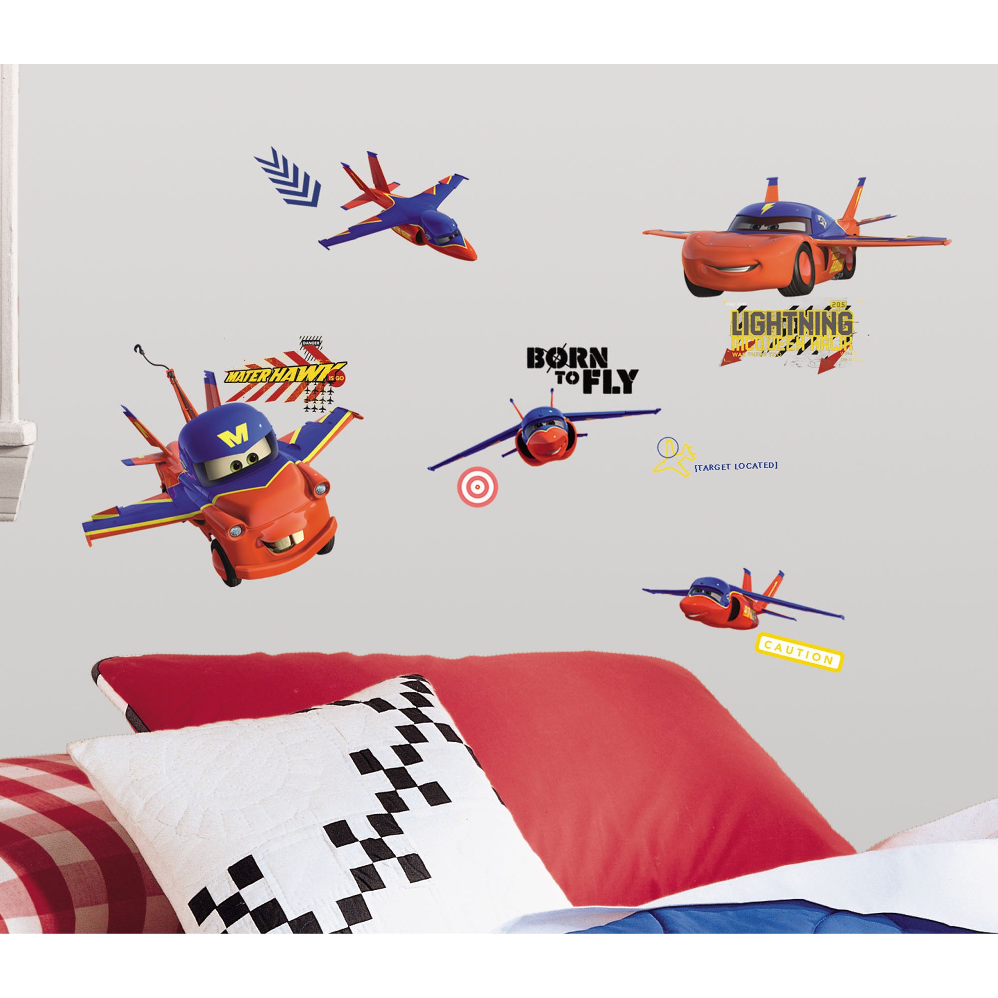RoomMates RMK2074SCS Cars Air Mater Peel and Stick Wall Decals - Removable Kids Bedroom Decor, Nursery Stickers for Boys & Girls - Perfect for Themed Rooms, Playrooms & DIY Home Decor
