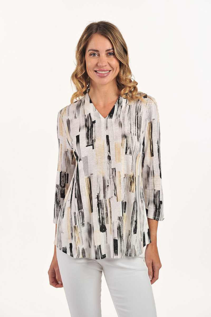 Lemon Grass High V-Neck Printed Blouse for Women - Floral Summer Tops Casual Wear for Outing & Party