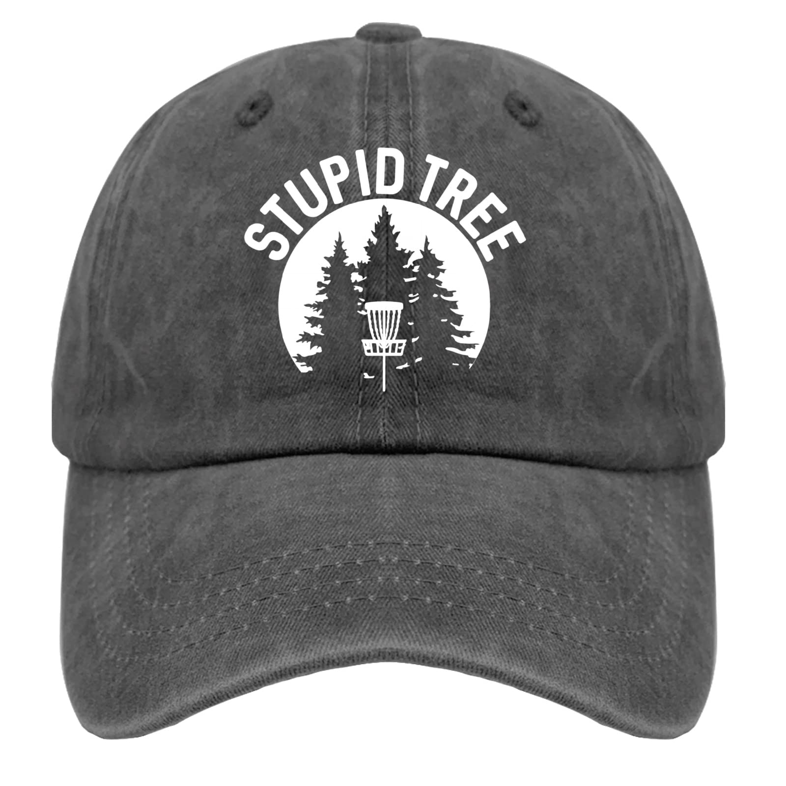 Distressed Disc Golf Dad Hats for Men & Women - Vintage Baseball Caps with Stupid Tree Design - Perfect for Outdoor Sports, Casual Wear and Golf Enthusiasts