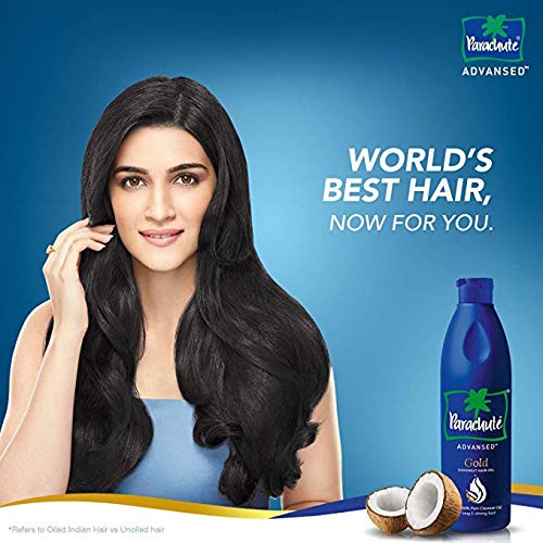 Parachute Advanced Gold Coconut Hair Oil, 280ml - 100% Pure Coconut Oil for Hair Growth & Shine - Perfect for Daily Hair Care, Scalp Massage & Deep Conditioning