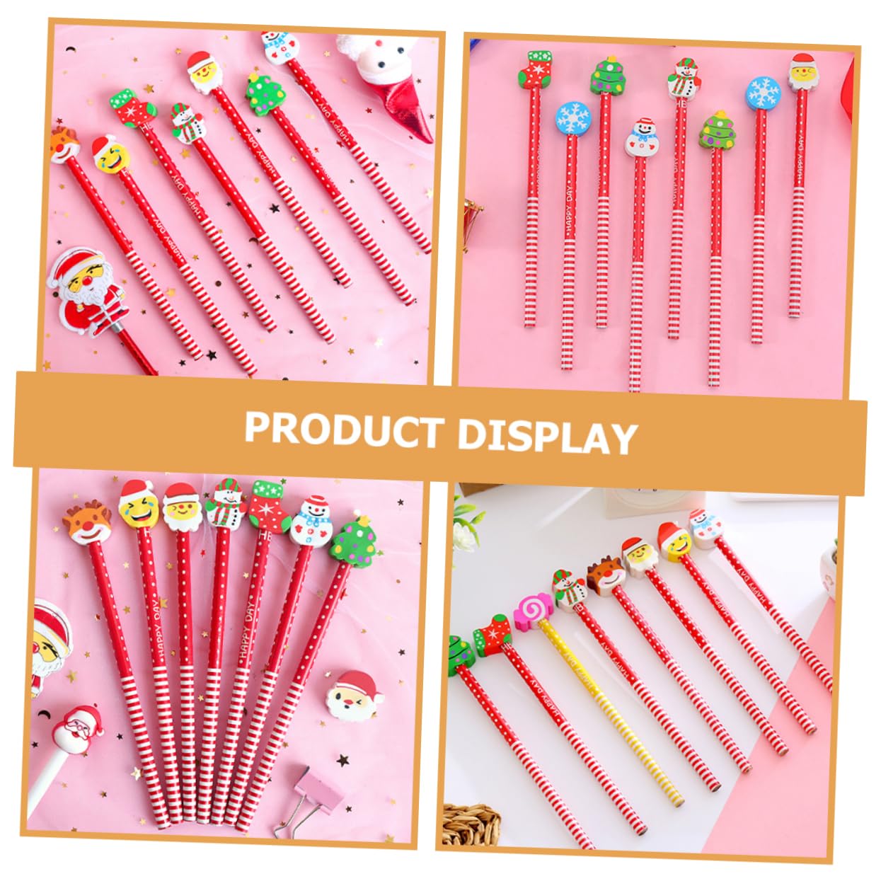 VILLCASE 15pcs Colorful Christmas Wooden Pencils - Festive Writing & Drawing Supplies for School, Office & Holiday Gift Giving