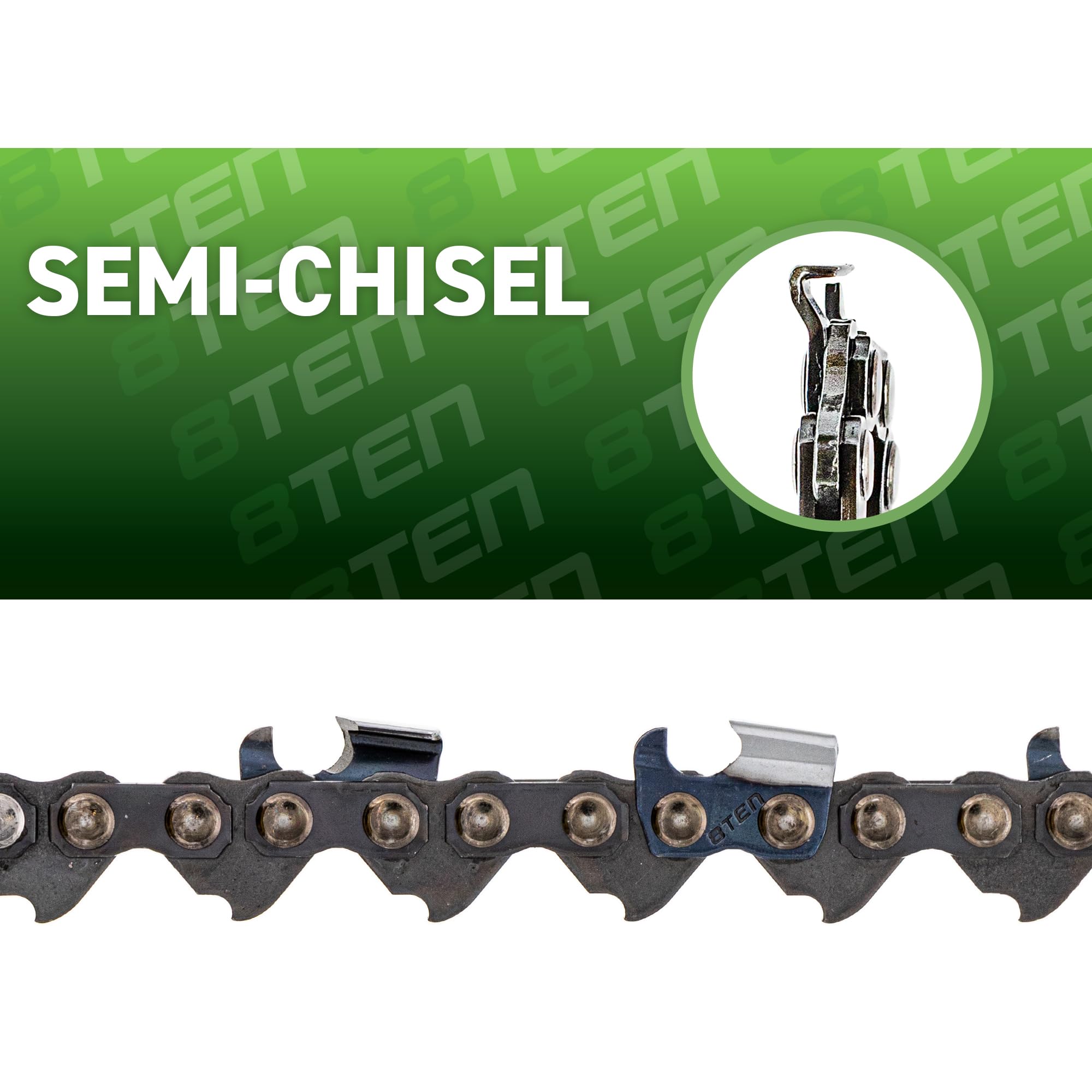 8TEN 10-Pack Chainsaw Chains for Husqvarna 42/50/36/41/240/440/49/44 & Jonsered Echo - 16 Inch Bar, .050 Gauge, .325 Pitch, 66DL - Perfect for Tree Trimming, Firewood Cutting, and Landscaping