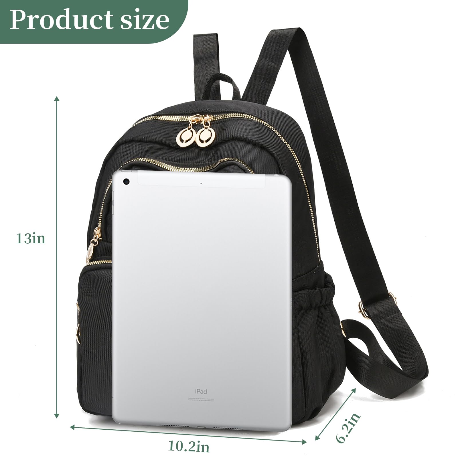 **IHayner Mini Backpack Purse for Women - Lightweight Nylon Small Backpack, Casual Daypack for College, Work & Travel - Black | Perfect for Everyday Use, Commuting & Weekend Getaways**