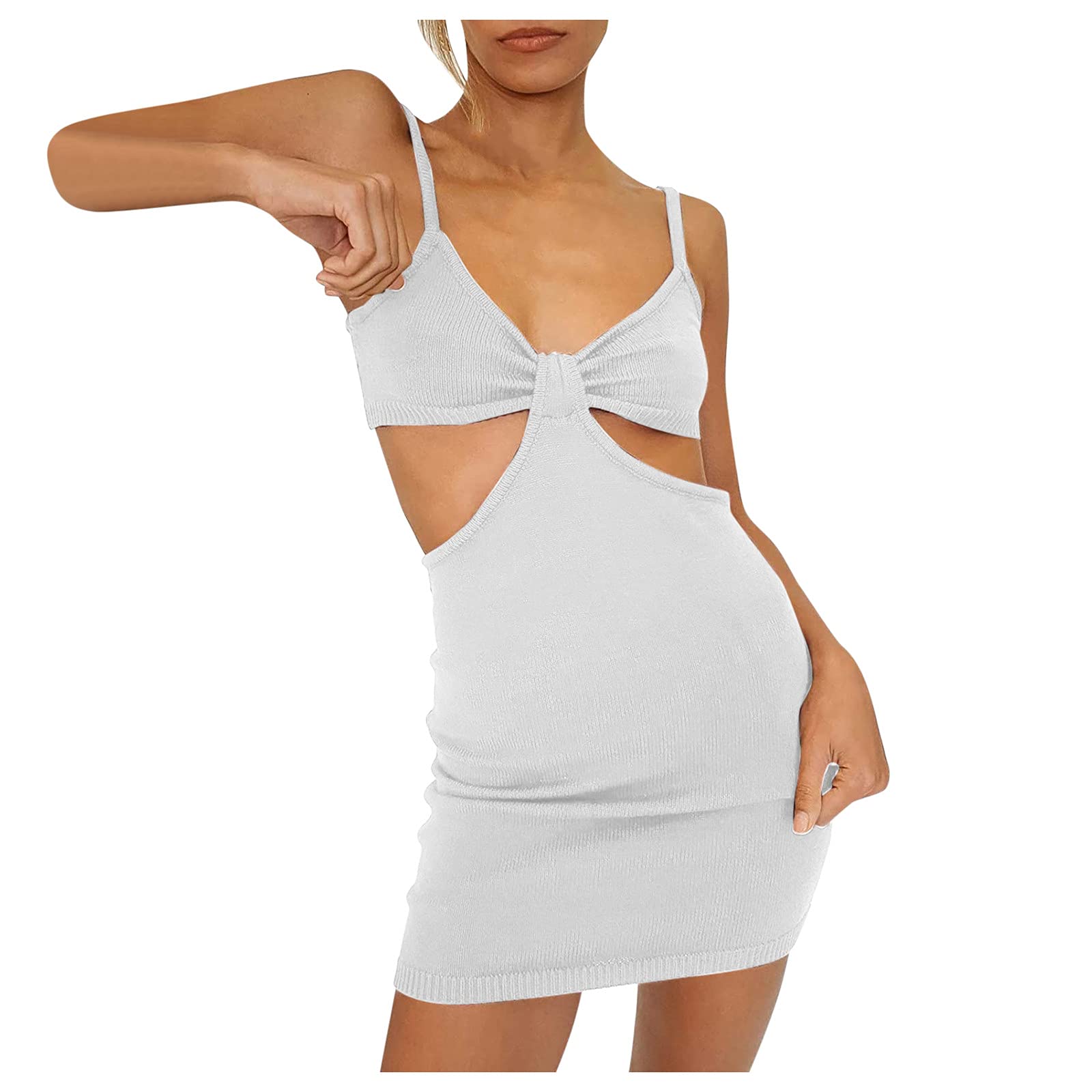 Summer Women's Fashion Mini Dress with Suspenders - Sexy Hollow Back Hip Dress for Party, Beach & Date Night | Trendy Casual Outfit