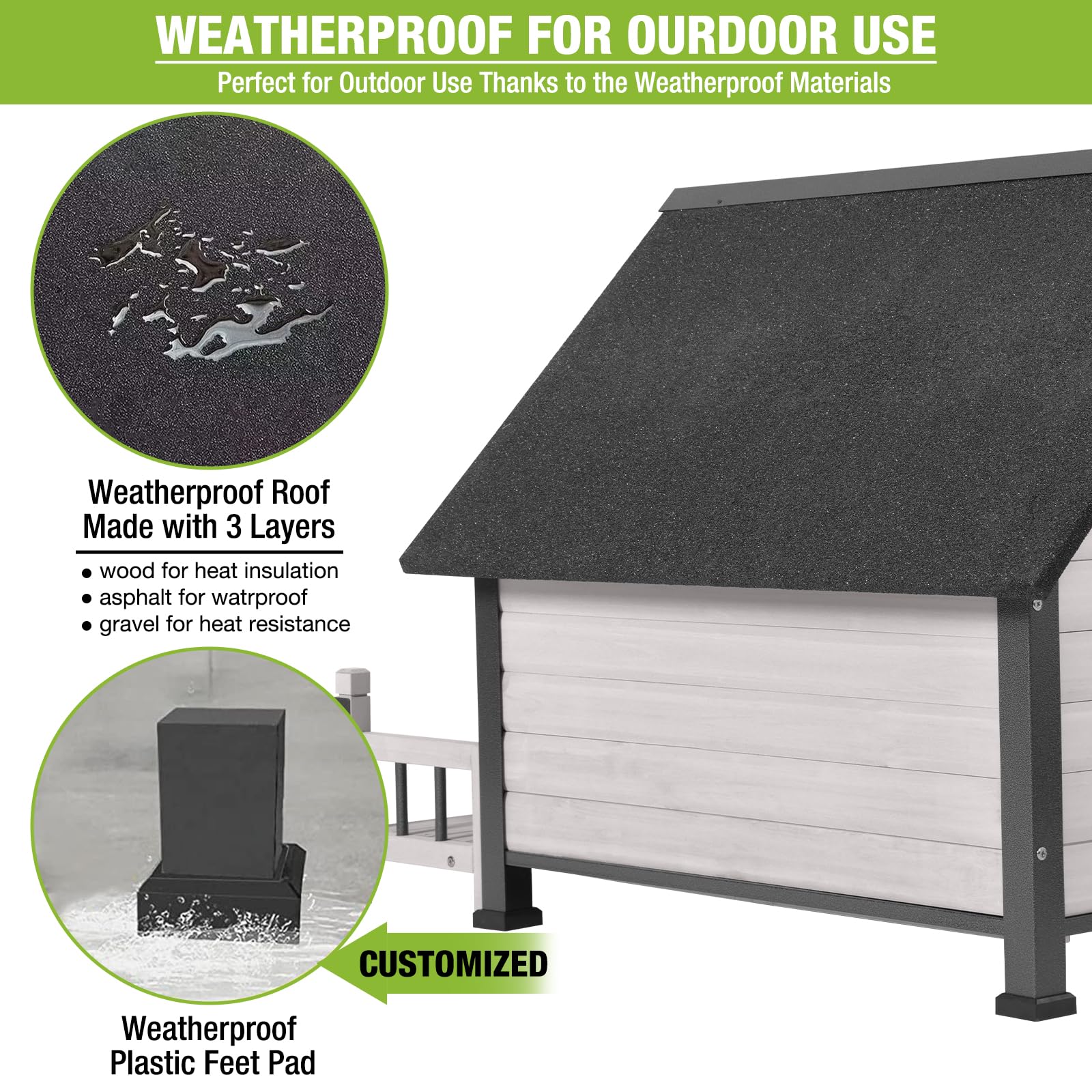 Upgraded Outdoor Dog House with Iron Frame - Chew-Proof Dog Cage for Small, Medium & Large Dogs - Raised Floor & Custom Plastic Feet Pads - Perfect for Backyard, Patio & Kennel Use