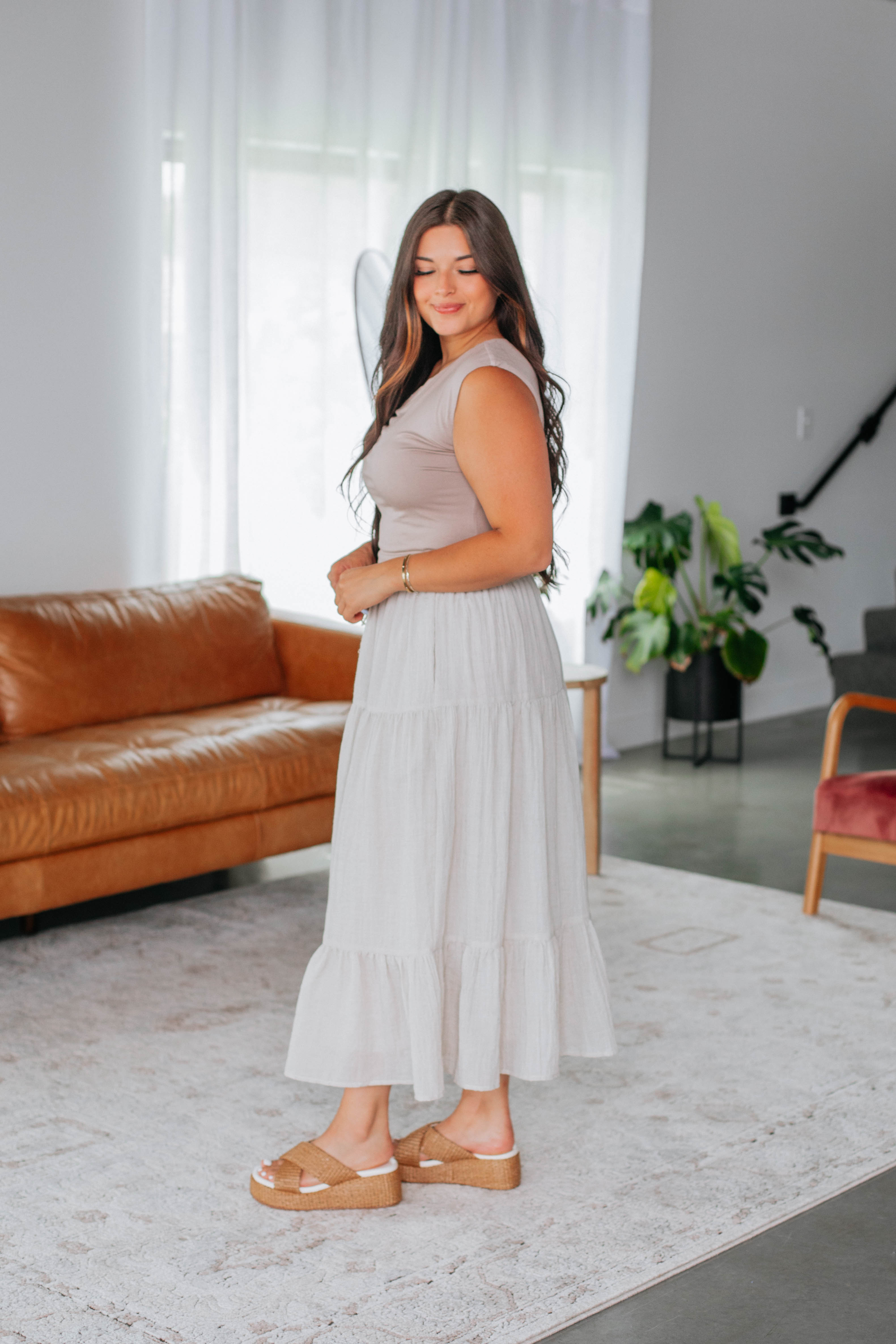 Annmarie Midi Skirt for Women - Flowy A-Line Summer Skirt with Pockets | Perfect for Casual Outfits, Beach Vacations & Office Wear