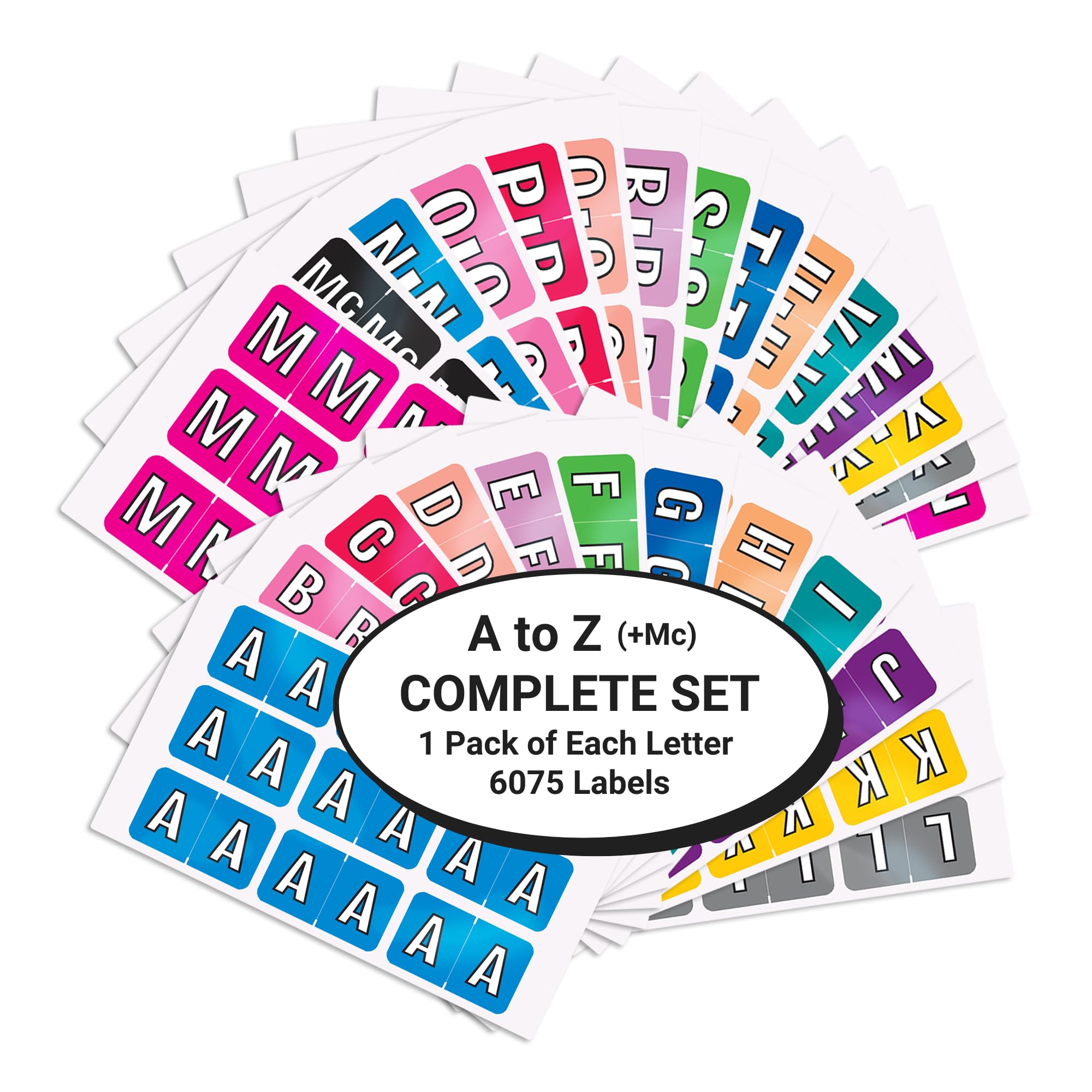 A to Z Alphabet File Folder Labels - Complete Set with Mc, 6075 Medical Chart Color Code Stickers (225 Each Letter), PMA-PMPK Series - Perfect for Organizing Medical Records, Patient Files & Office Documents