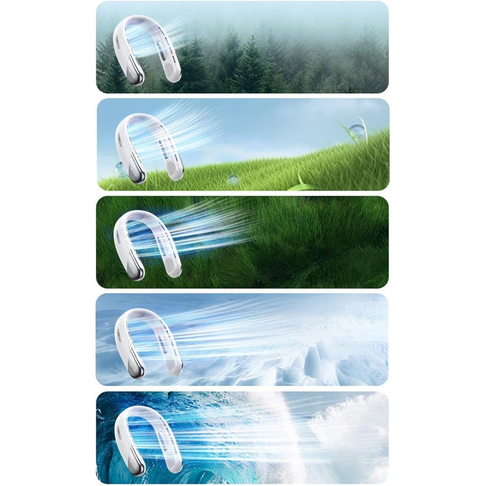 USB Rechargeable Neck Fan for Men - Portable Personal Air Cooler with Quiet Operation, C-Blue | Perfect Father's Day Gift, Office Cooling & Outdoor Activities