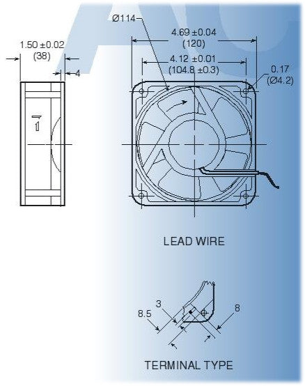 High-Performance Mechatronics UF12A23 BTMR 120x120x38mm 230V AC Fan - Ideal for Industrial Cooling, Server Racks & HVAC Systems