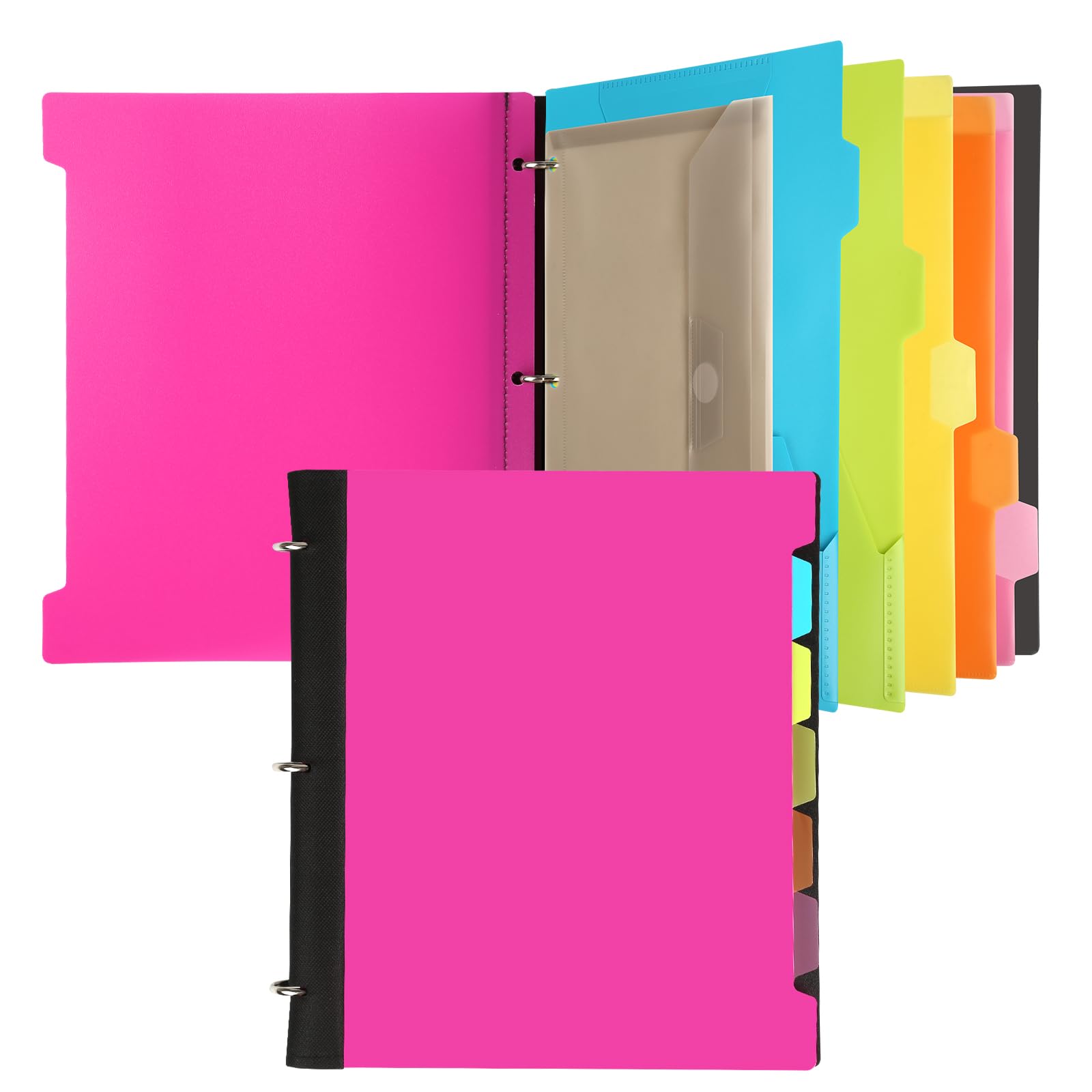 Refillable 3-Ring Binder Notebook - 1 Inch Flexible Pivotable Folder with Dividers & Pockets | Soft Foldable Binder for School, Office & Organizing (Pink) | Perfect for Students, Professionals & Note-Taking