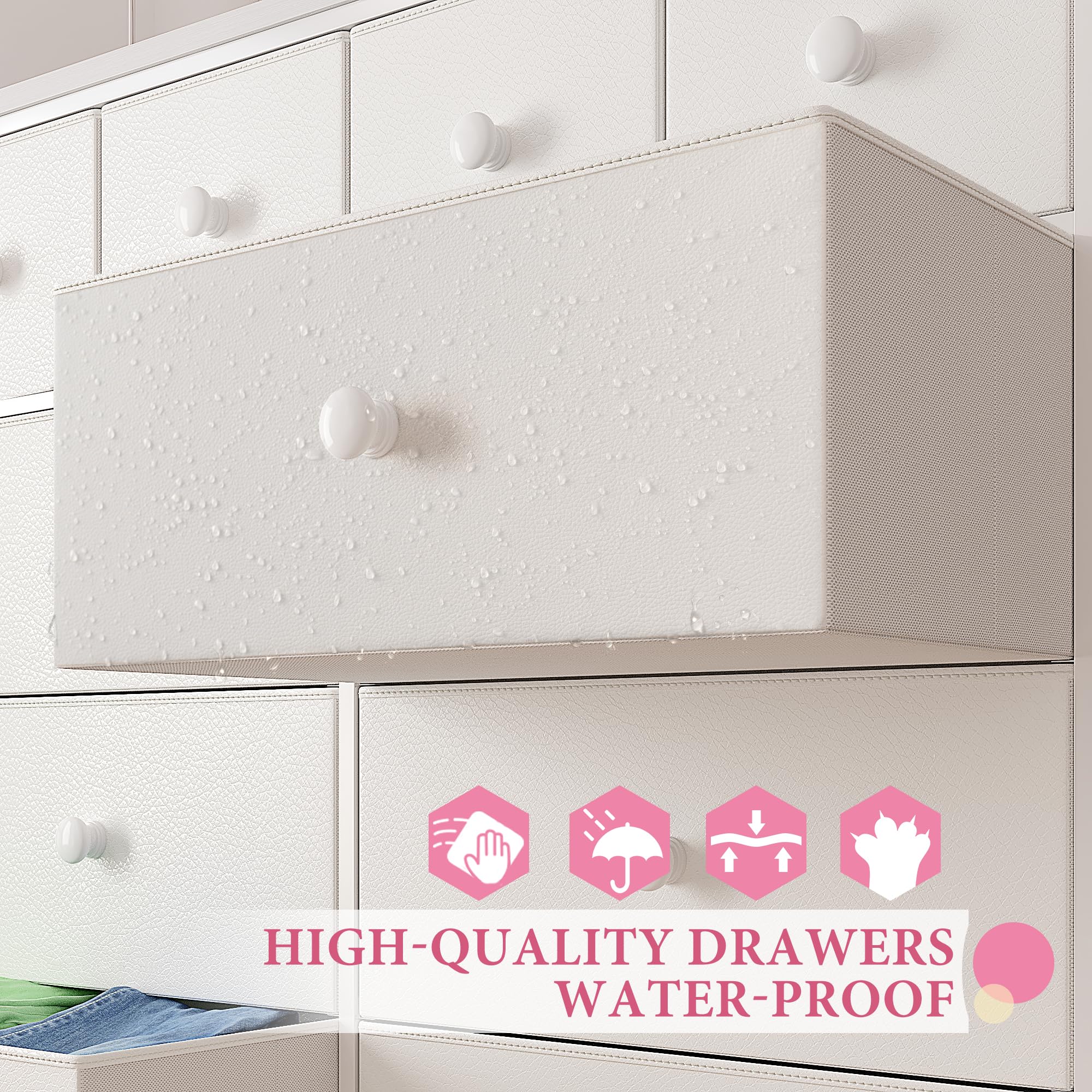 EnHomee 12-Drawer White Dresser for Bedroom - Wood Top & Metal Frame Tall Chest of Drawers - Perfect for Girls Room, Living Room, Hallway & Closet Organization - Ideal for Clothes, Toys & Home Storage