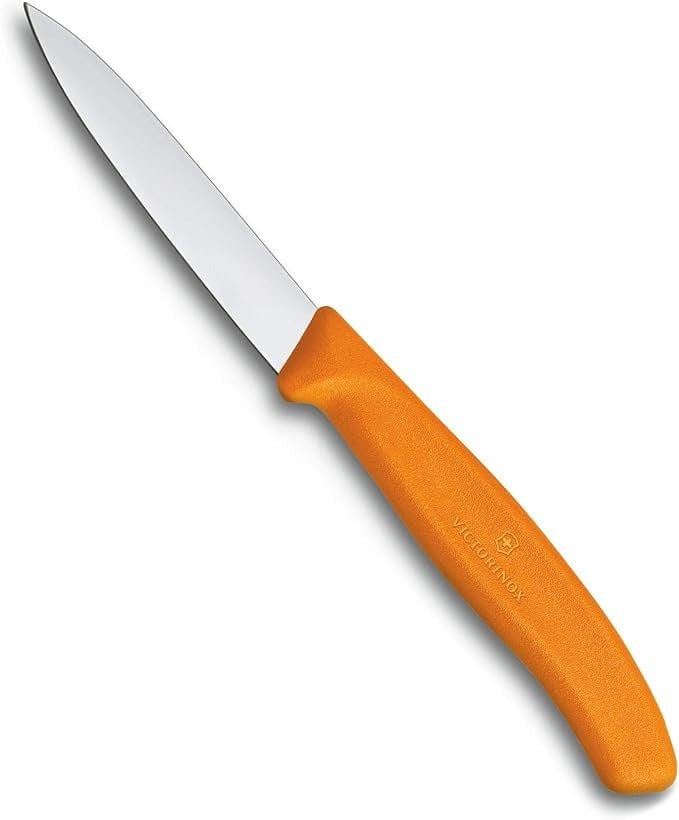 Victorinox 3.25 Inch Swiss Made Paring Knife - Orange Handle - Premium Kitchen Knife for Peeling, Slicing and Precision Cutting - Perfect for Fruits, Vegetables and Small Food Prep