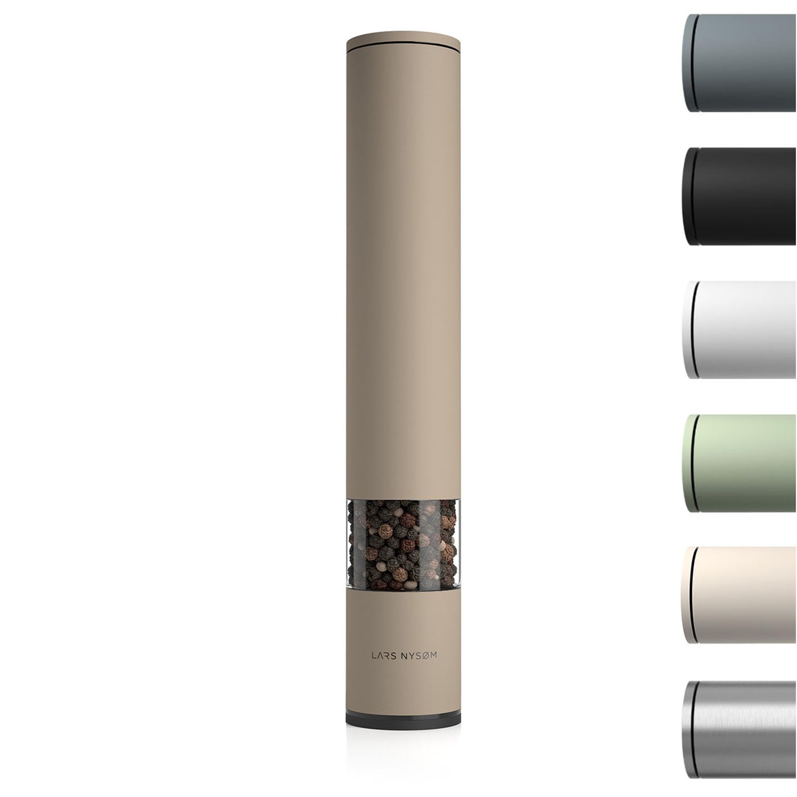 Premium Adjustable Ceramic Salt and Pepper Grinder Set - Manual Spice Mill with Coarse to Fine Settings - Taupe Brown - Perfect for Kitchen, Dining Table & Outdoor Cooking