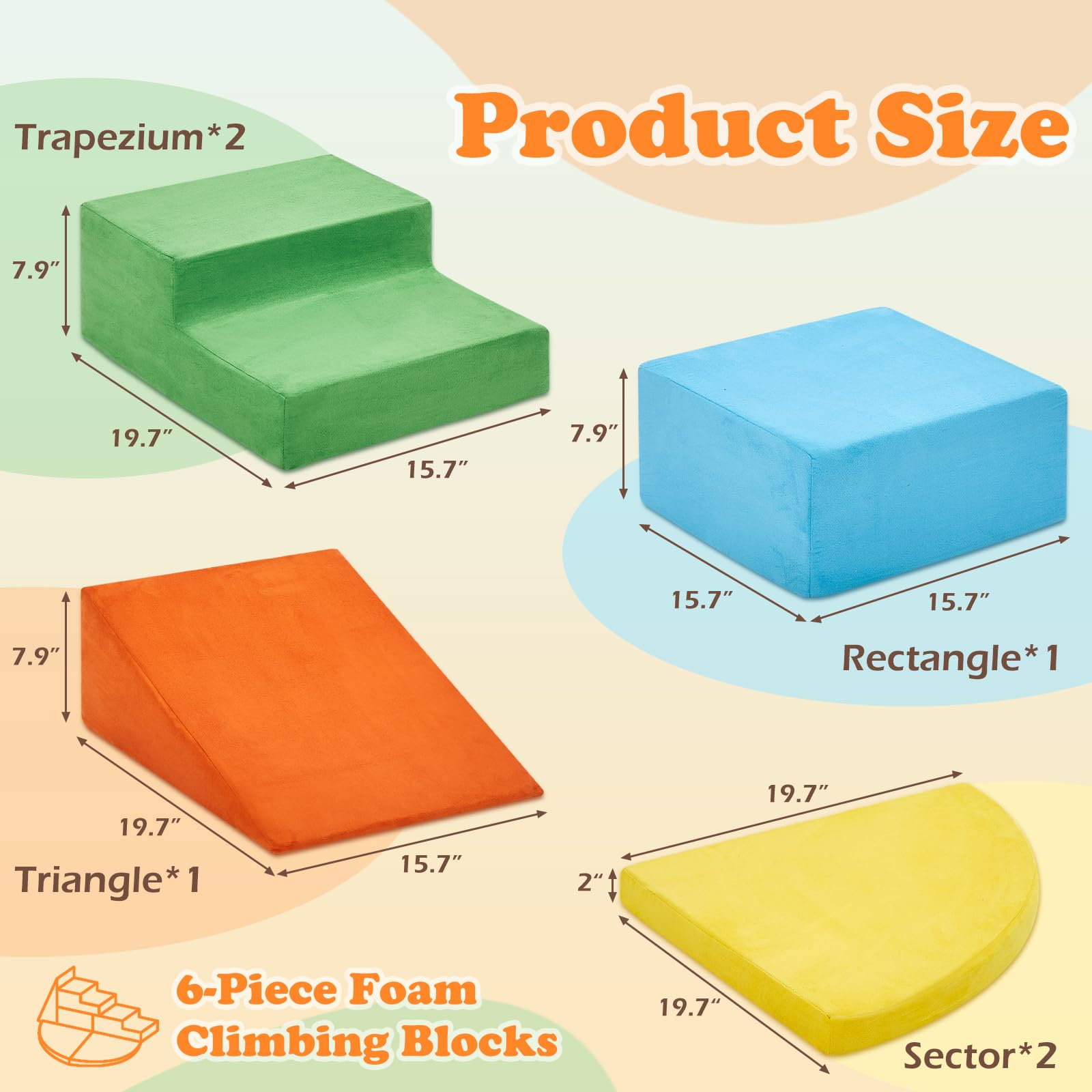 6-Piece Soft Foam Climbing Toys for Toddlers - Indoor Play Gym Blocks Set for Crawling, Sliding & Activity Play | Safe Toddler Climbing Toys for Home, Daycare & Preschool Playrooms