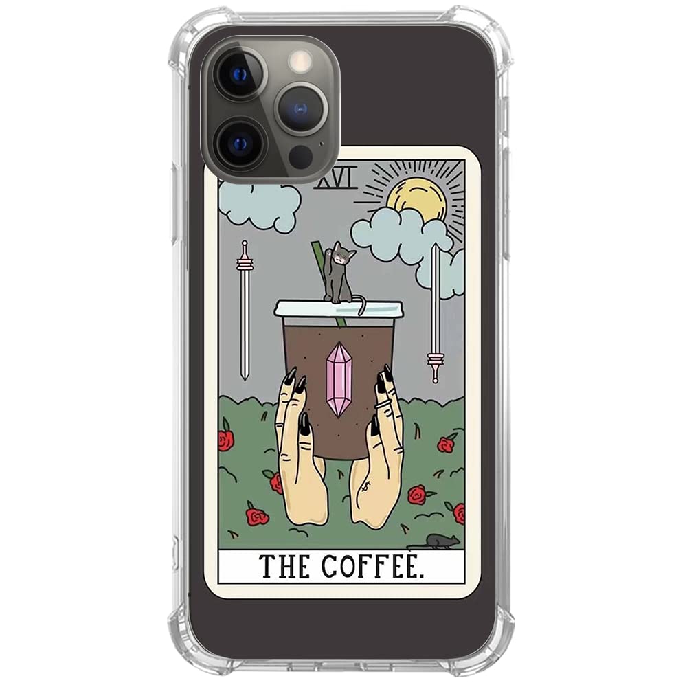Stylish Coffee Tarot Card iPhone 11 Pro Max Case - Cute Cat Sunflower Design with TPU Bumper Protection | Perfect for Coffee Lovers, Tarot Enthusiasts & Trendy Phone Accessories