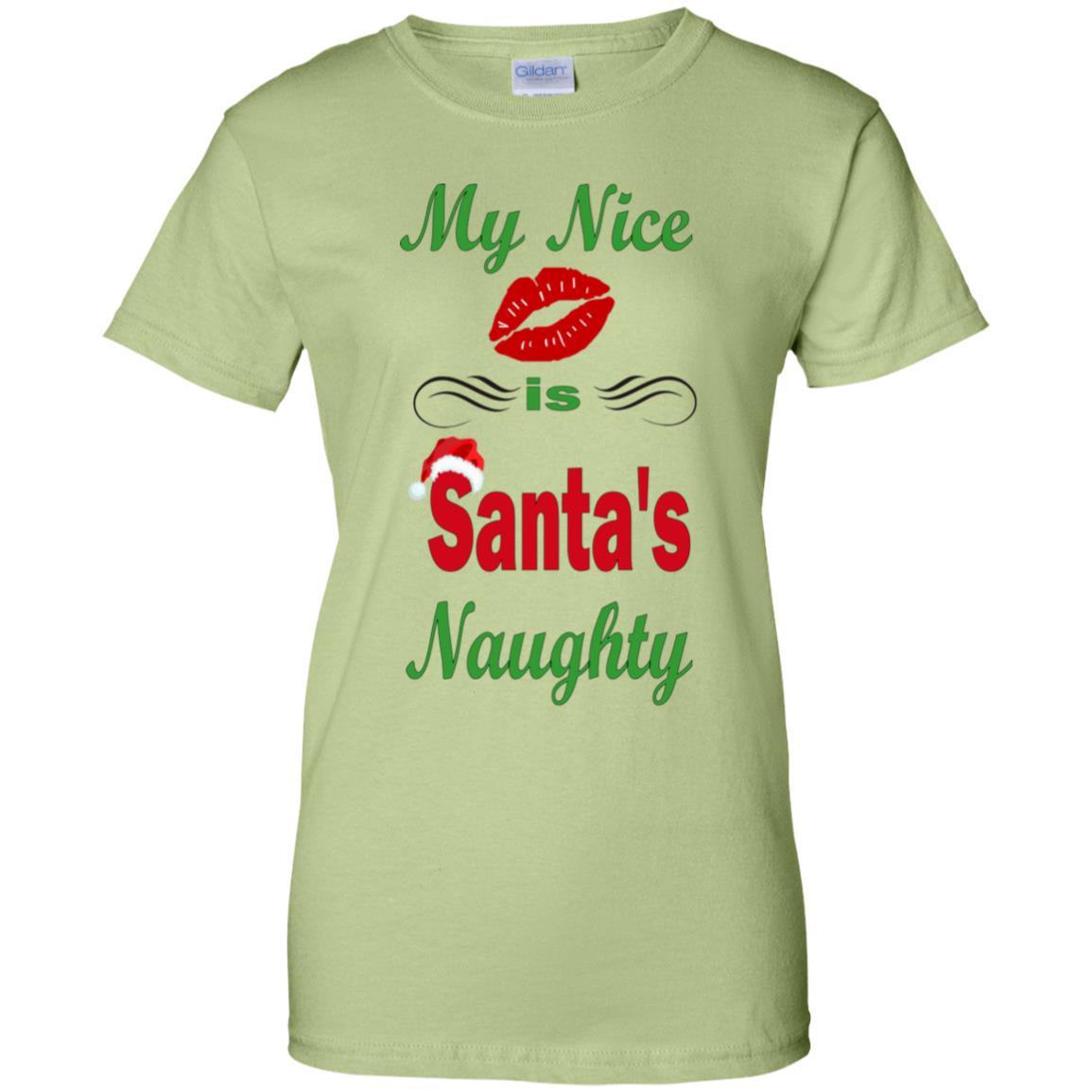 WineyBitches.co Santa's Naughty Ladies' 100% Cotton T-Shirt - Funny Christmas Gift for Women, Holiday Party Outfit, Casual Wear