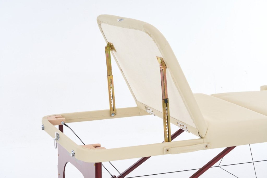 4-Section Thick Wooden Portable Massage Table - Greenlife Master (Cream/Black) MTW131 - Perfect for Home Spa, Professional Massage Therapy & Relaxation Sessions