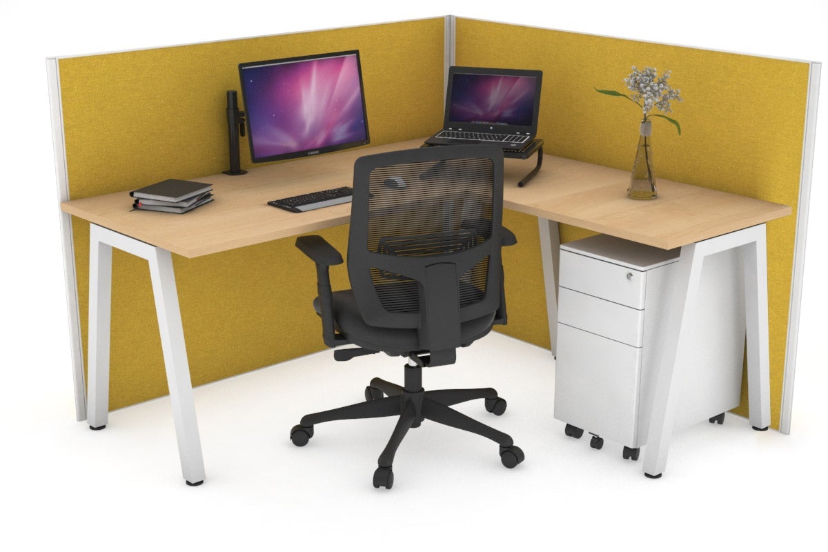 Horizon Quadro A Legs L-Shaped Corner Office Desk - 1800L x 1450W - Modern Home Office Furniture for Small Spaces & Workstations - Perfect for Remote Work, Gaming & Study Setup