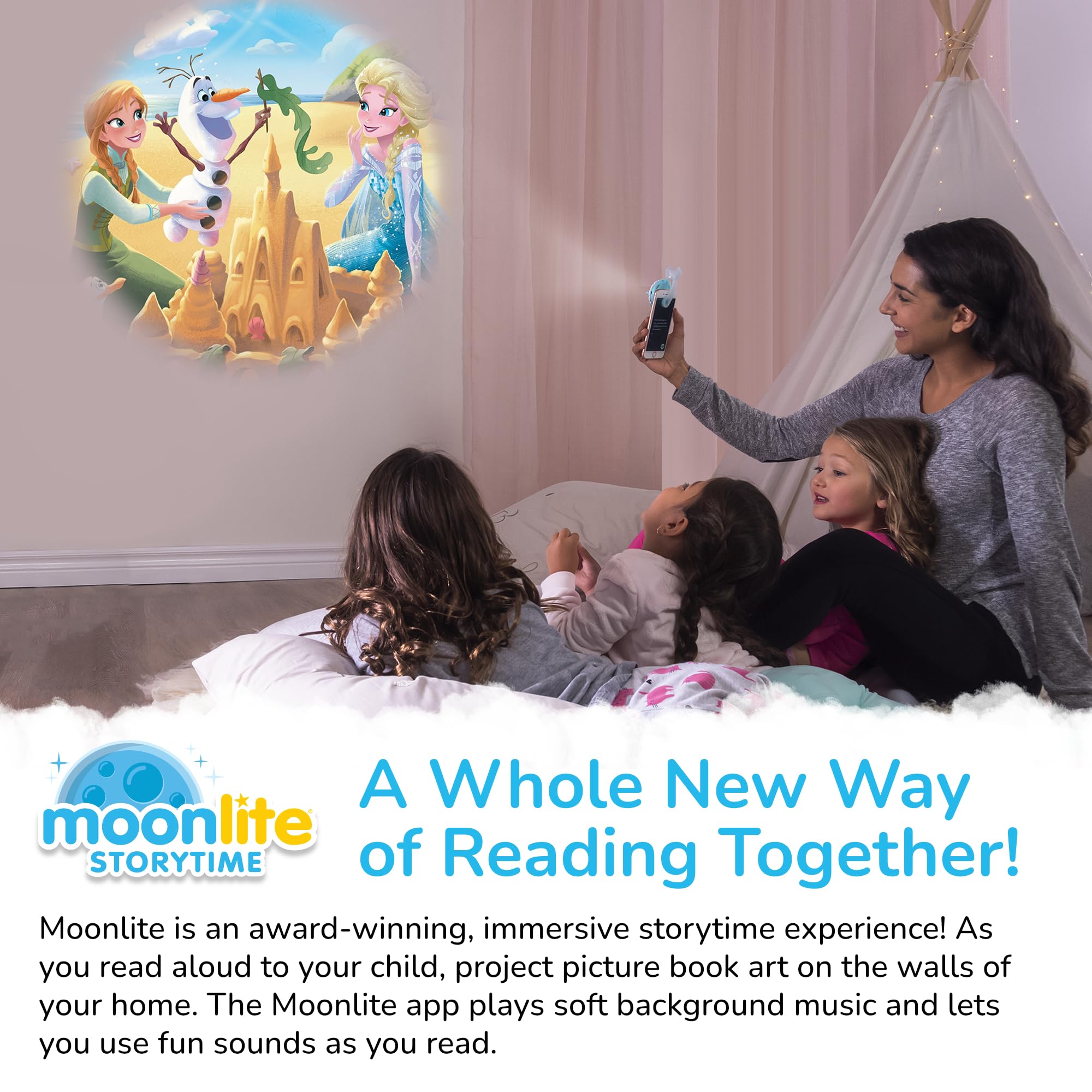 Moonlite Storytime Disney Megabundle - Mini Projector with 10 Classic Bedtime Stories for Kids Ages 1+ | Interactive Digital Storybooks with Fun Sound Effects | Perfect Learning Gift for Toddlers & Family Reading Time | Ideal for Bedtime, Travel & Early Childhood Education