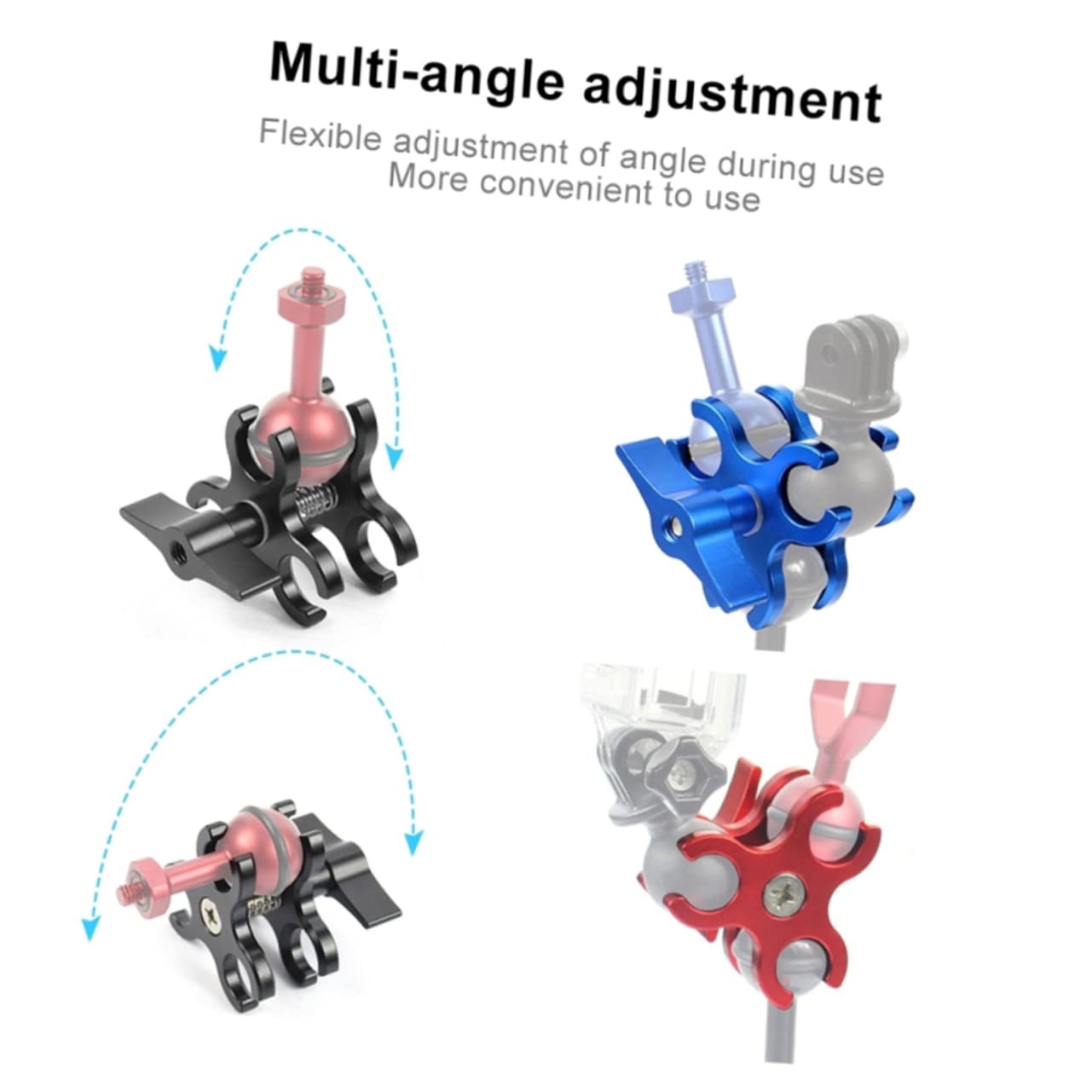 3 Pack Butterfly Clip Diving Arm Clamp - Aluminum Alloy Underwater Camera Mount for GoPro, DSLR & Action Cameras - Scuba Diving, Snorkeling & Underwater Photography Accessories