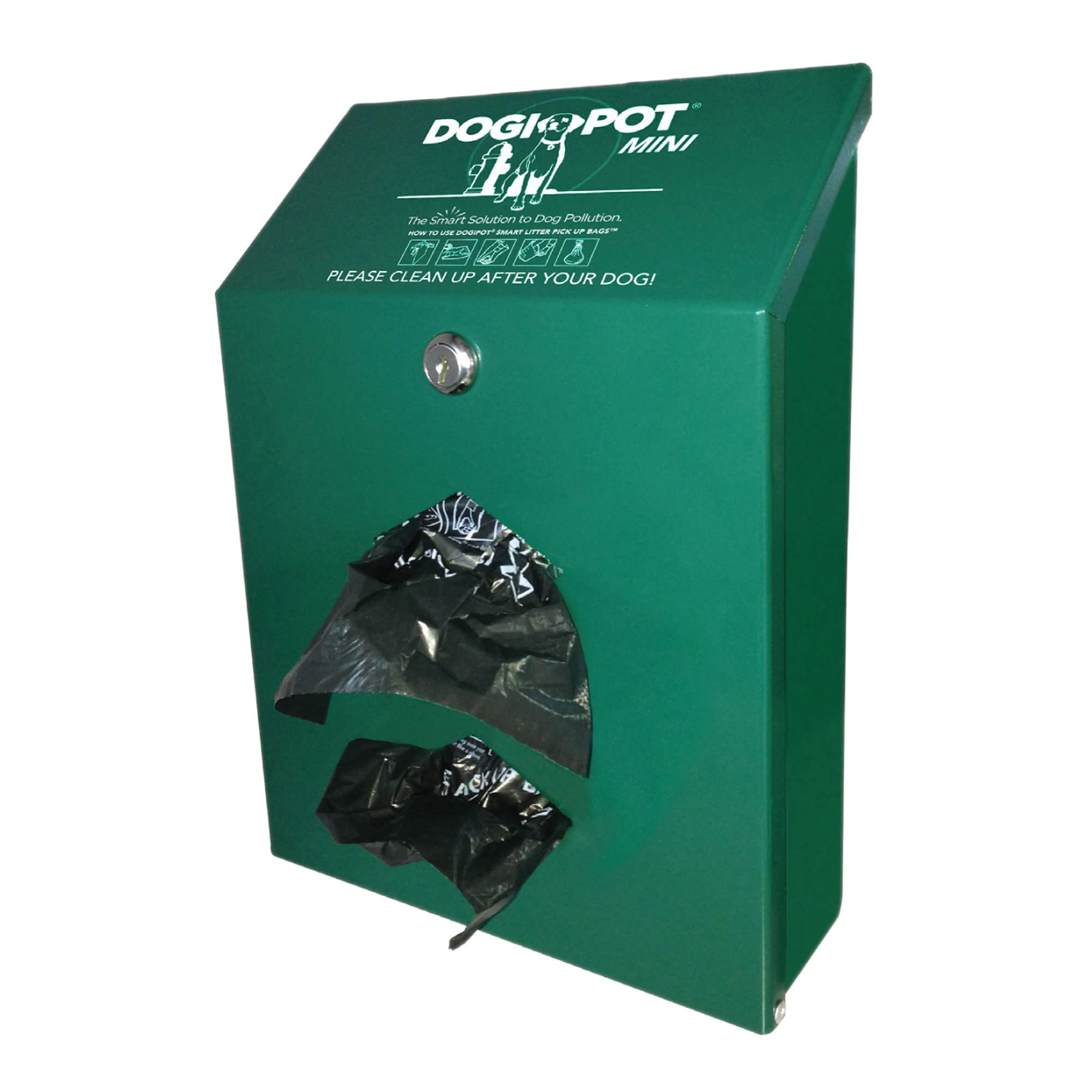 Dogipot 1002M-2 Mini Junior Dog Waste Bag Dispenser with 400 Poop Bags - Green | Portable Pet Cleanup Solution for Walks, Parks & Backyards