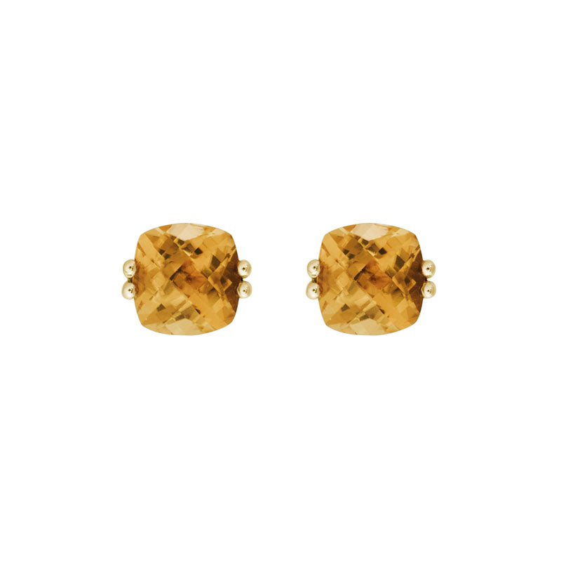14K Yellow Gold 6mm Citrine Stud Earrings - Dainty Gemstone Jewelry for Women, Perfect for Everyday Wear & Special Occasions