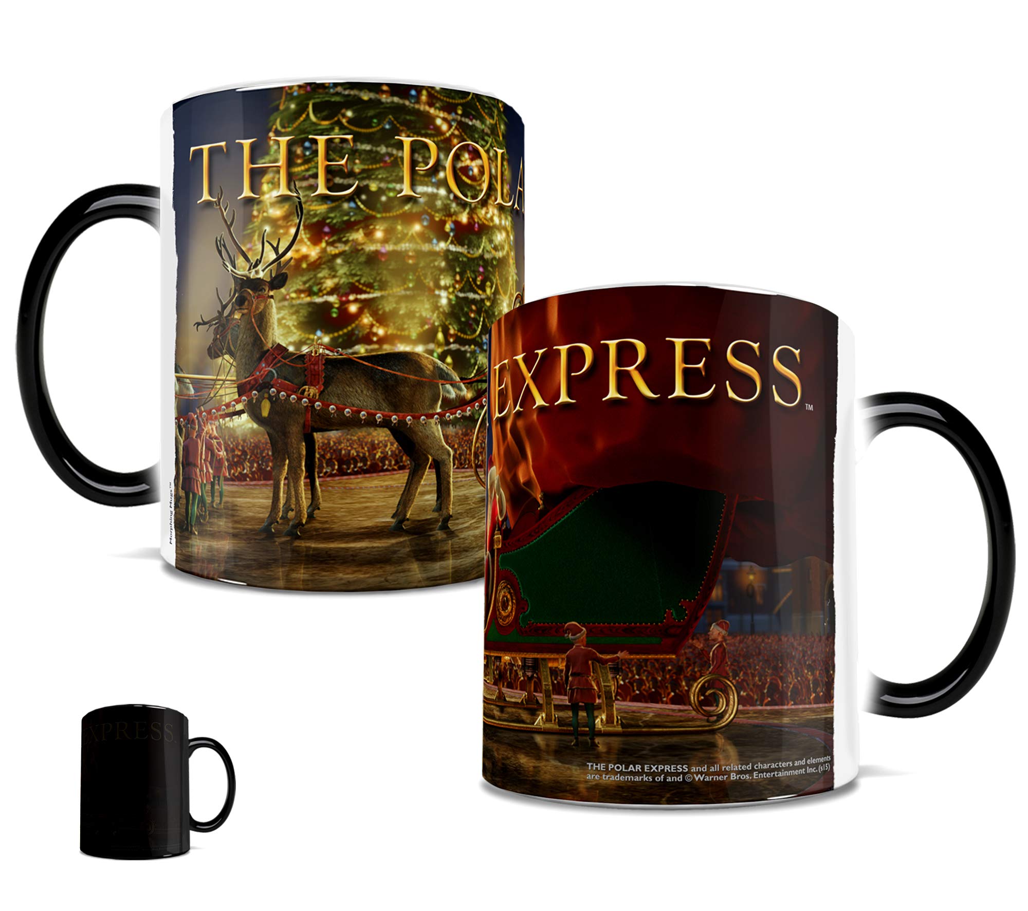 Polar Express Morphing Mug - Santa Sleigh Ride Ceramic Coffee Cup, Black | Perfect for Christmas Gifts & Holiday Decor