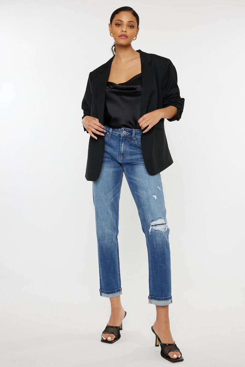 Lexington Mid Rise Boyfriend Jeans for Women - Comfortable Stretch Denim Pants - Casual & Everyday Wear - Perfect for Work, Weekend & Travel