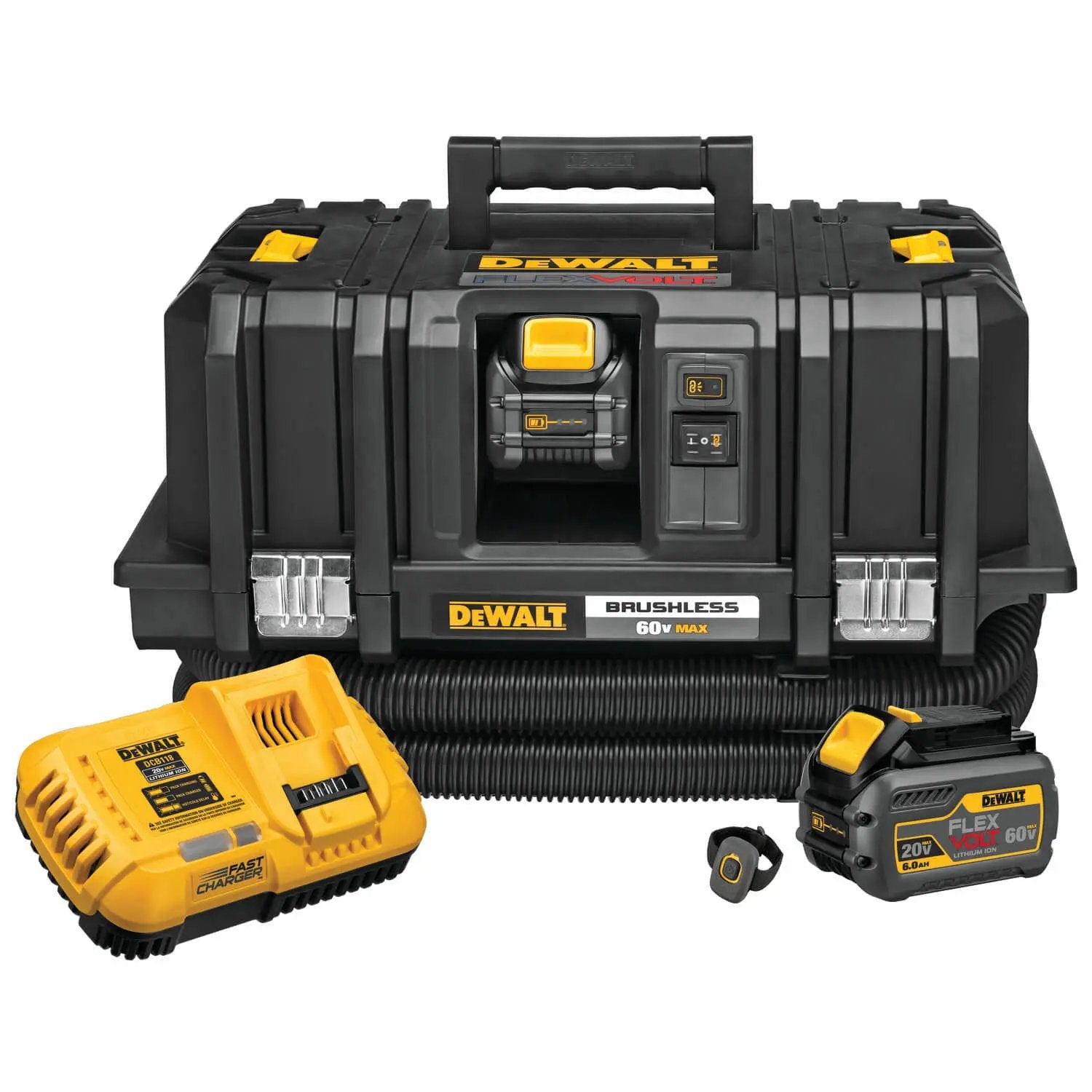 DEWALT DCV585T2 60V Max Flexvolt Cordless Dust Extractor Kit - Powerful Wet/Dry Vacuum for Construction, Woodworking & DIY Projects