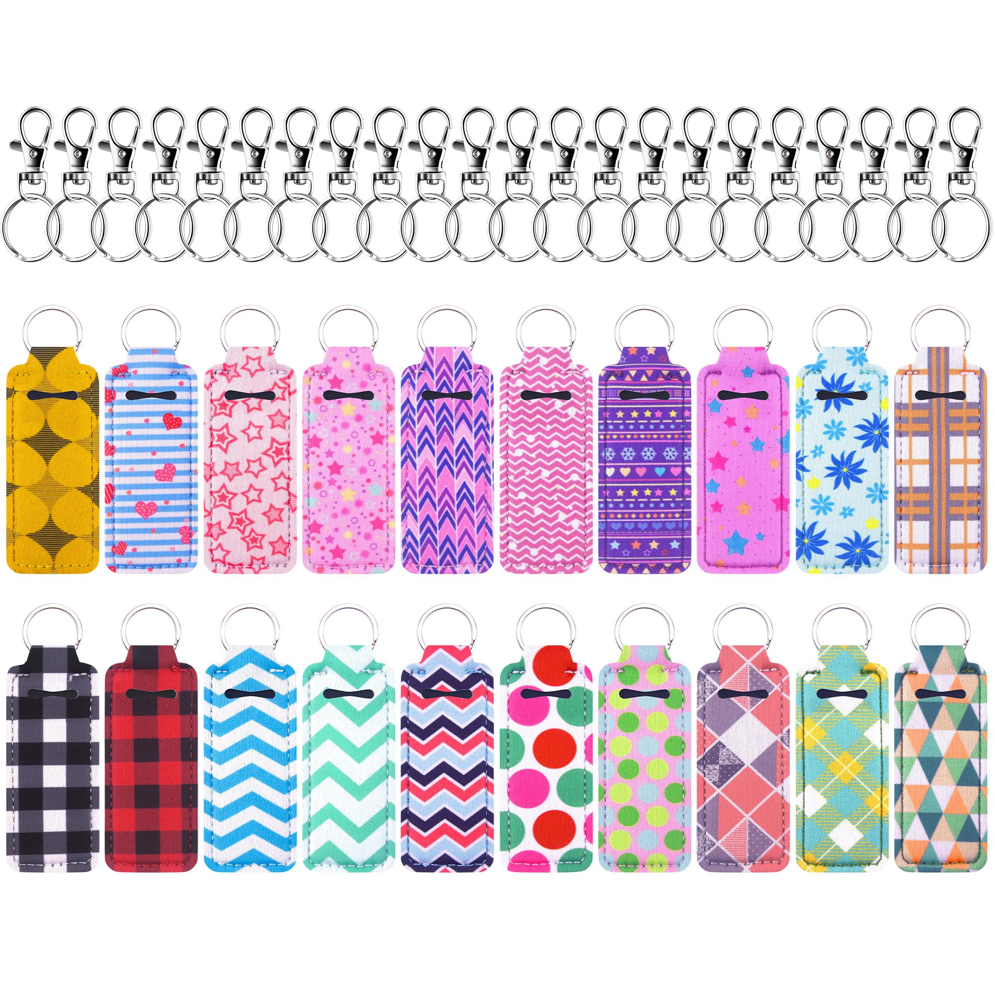 Duufin 20-Piece Chapstick Keychain Holder - Lip Balm & Lipstick Organizer with Metal Clip Cords for Purse, Backpack, Gym Bag - Perfect for Travel, Work & Daily Essentials Organization