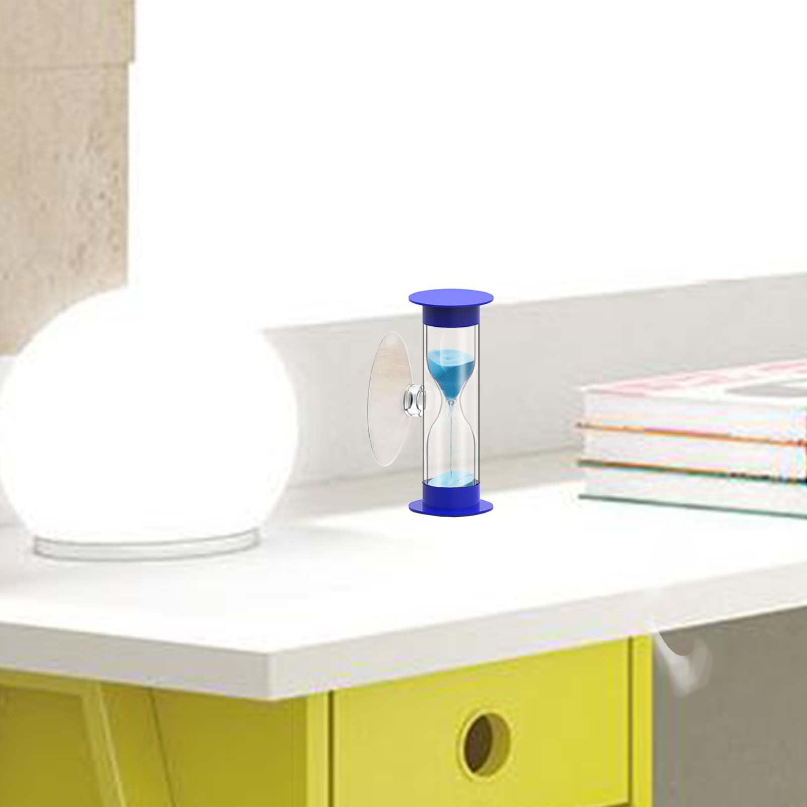 5 Minute Hourglass Sand Timer with Suction Cup - Unbreakable Blue Plastic Sand Clock for Kids, Games, Classroom & Toothbrush Timing - Perfect for Time Management, Learning Activities and Bathroom Use