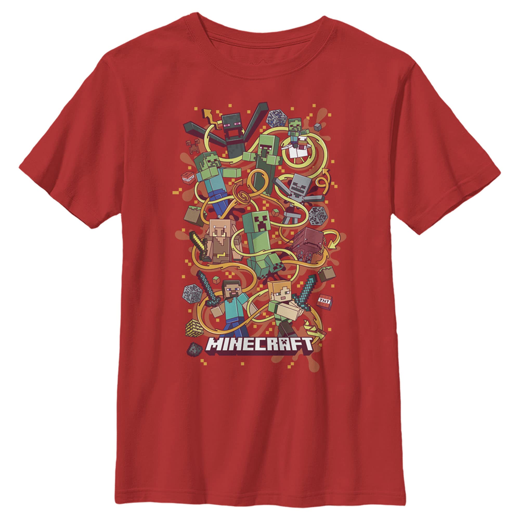 Boys Minecraft Group Shot Graphic T-Shirt - Cool Gaming Tee for Kids, Birthday & Casual Wear