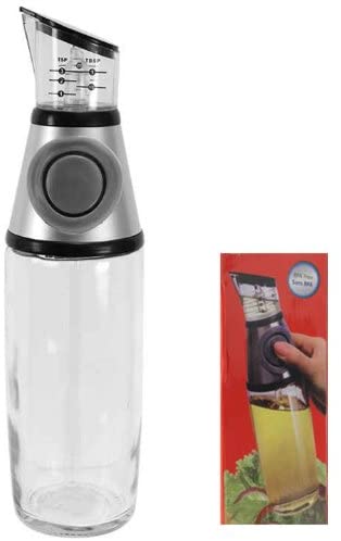 Premium LUCIANO GOURMET Glass Oil and Vinegar Dispenser with Measurement Scale - Perfect for Salad Dressing, Cooking & Kitchen Organization