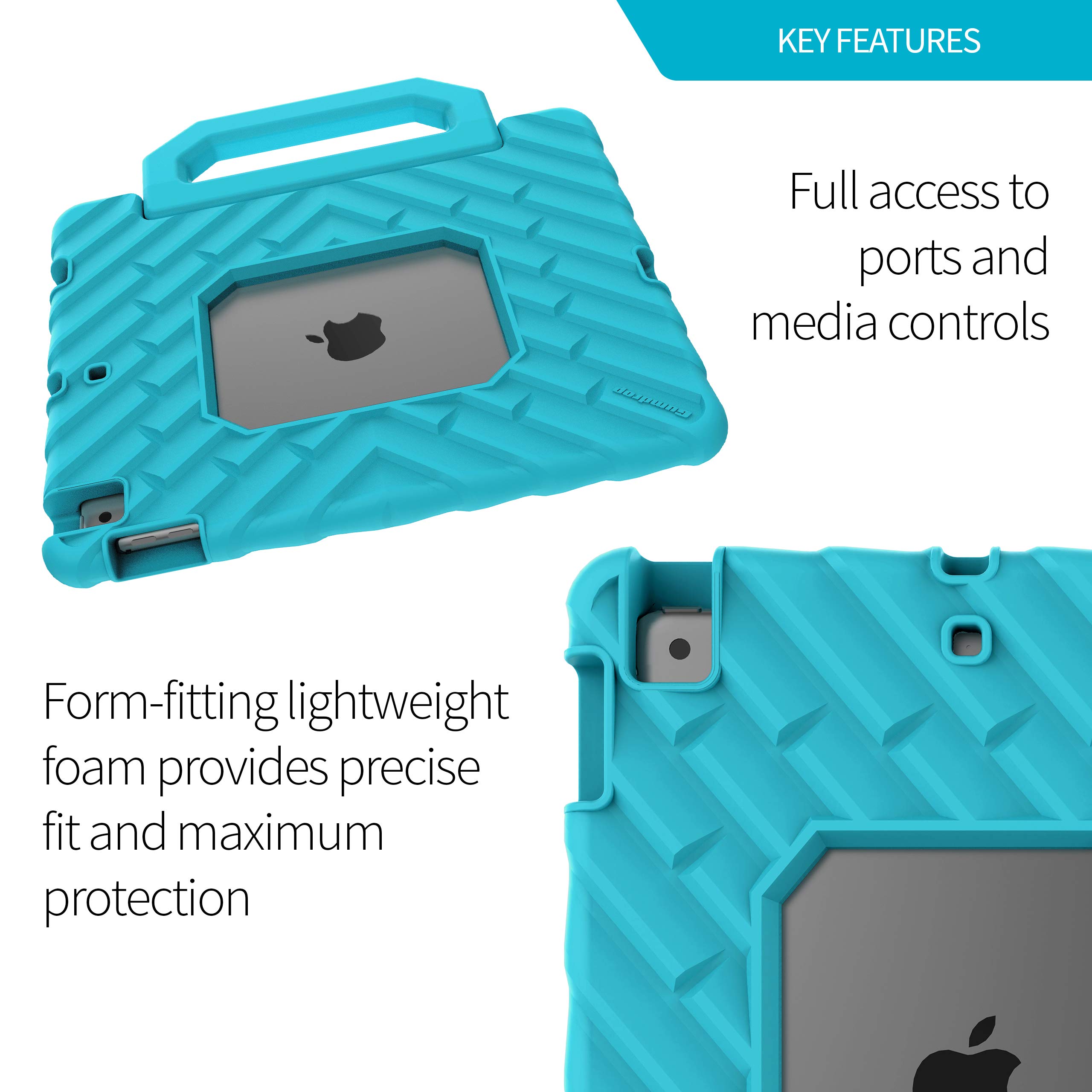 Gumdrop FoamTech iPad Case with Handle and Stand - Compatible with Apple iPad 9th/8th/7th Gen (10.2 inch) | Shockproof, Lightweight & Drop Tested Protective Cover for Kids, Students & Teachers | Perfect for Classroom, School & Home Learning - Blue