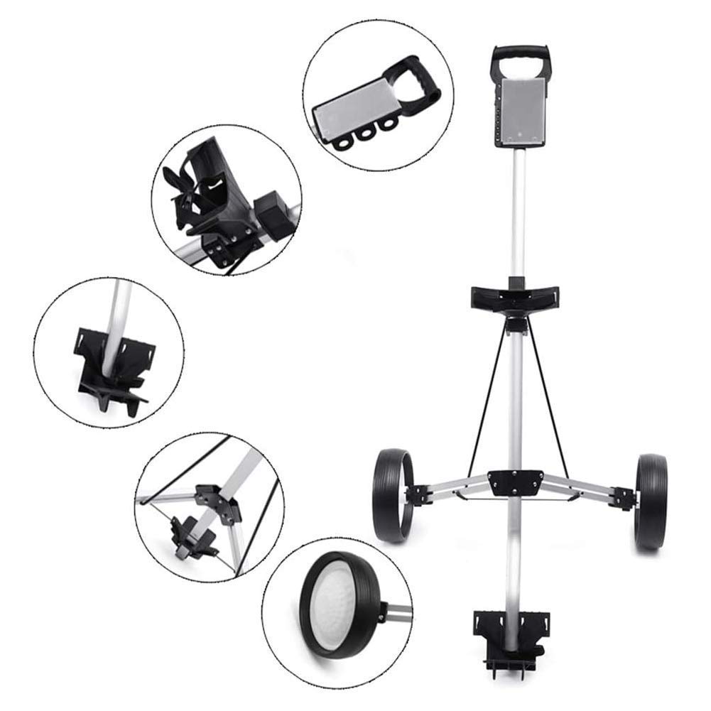 Foldable 2 Wheel Golf Push Cart - Lightweight Collapsible Golf Trolley with Adjustable Handle for Men & Women | Perfect for Golf Courses, Driving Range & Outdoor Sports