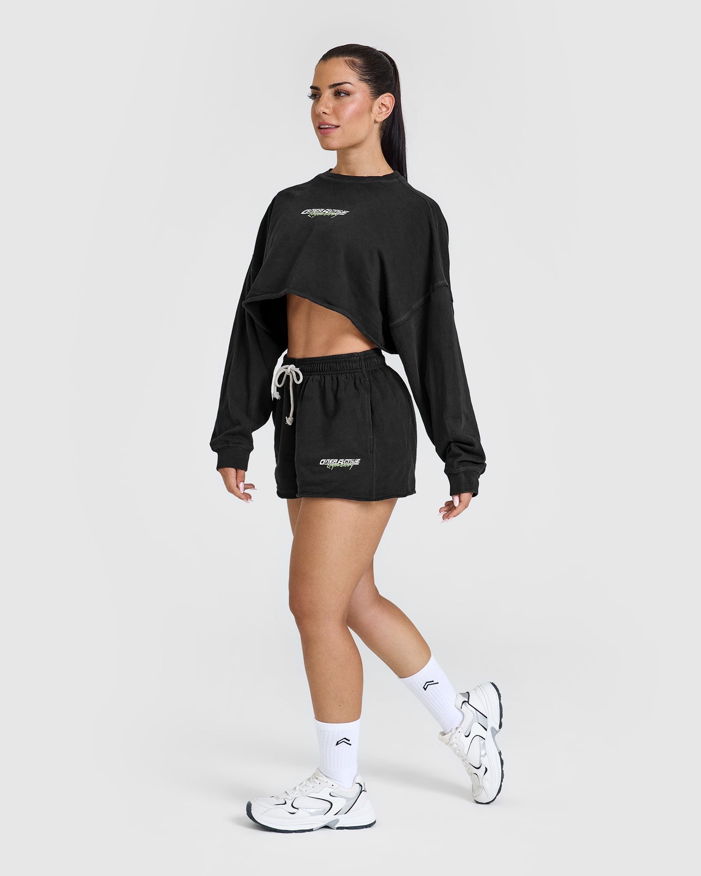 Raw Lounge Oversized Graphic Shorts in Washed Black | Comfortable Casual Wear for Men & Women | Perfect for Summer, Beach, Gym and Lounge