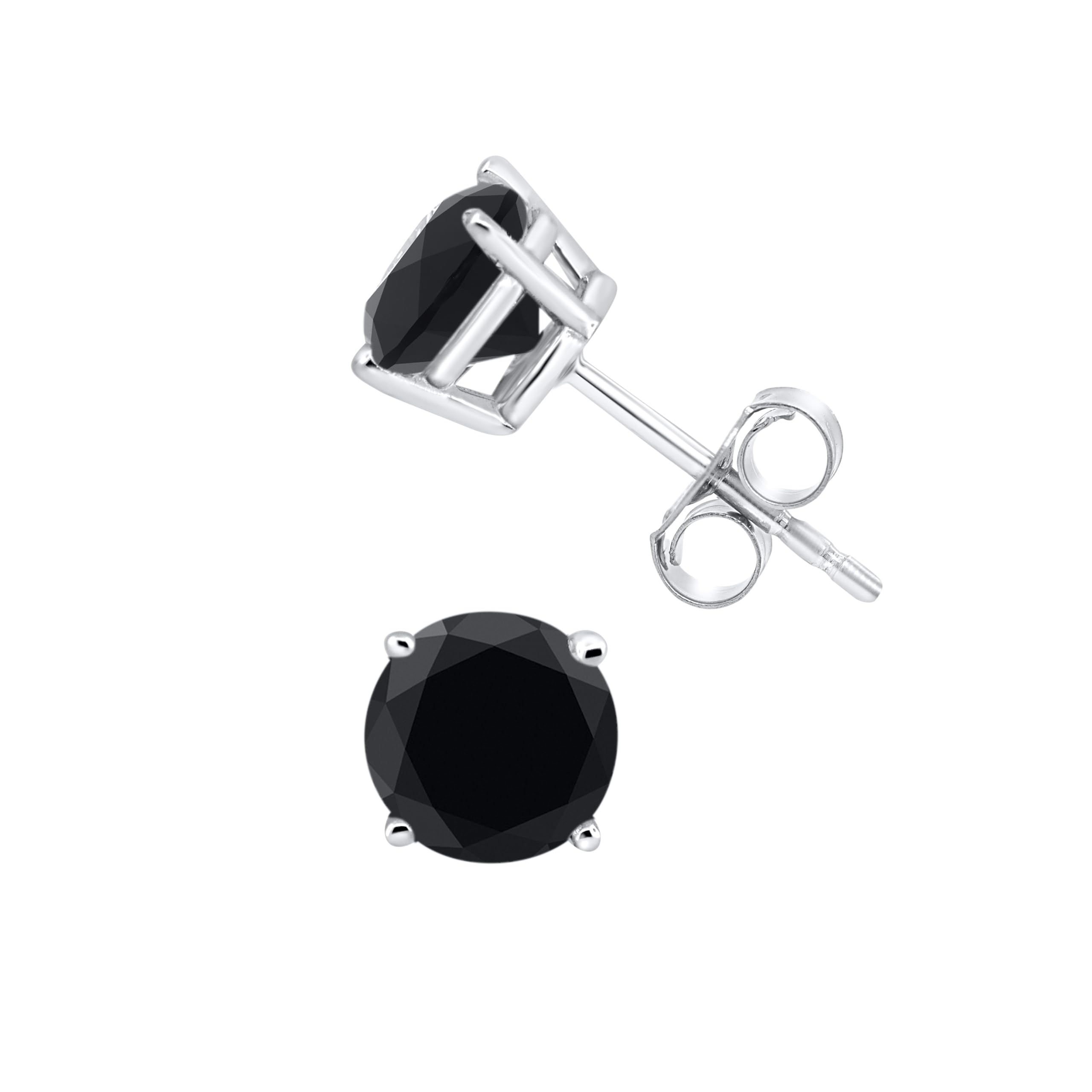 Black Diamond Stud Earrings for Women - 14K White Gold Diamond Earrings | Perfect for Weddings, Parties & Everyday Elegance