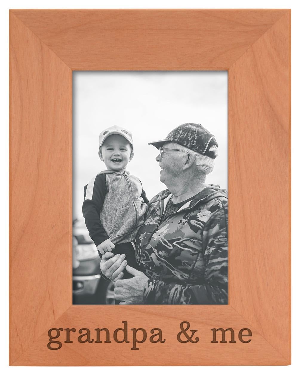 Personalized Wooden Picture Frame for Grandpa - Engraved 4x6 Portrait Frame - Unique Grandfather & Grandchild Gift - Perfect for Father's Day, Birthday & Family Keepsakes