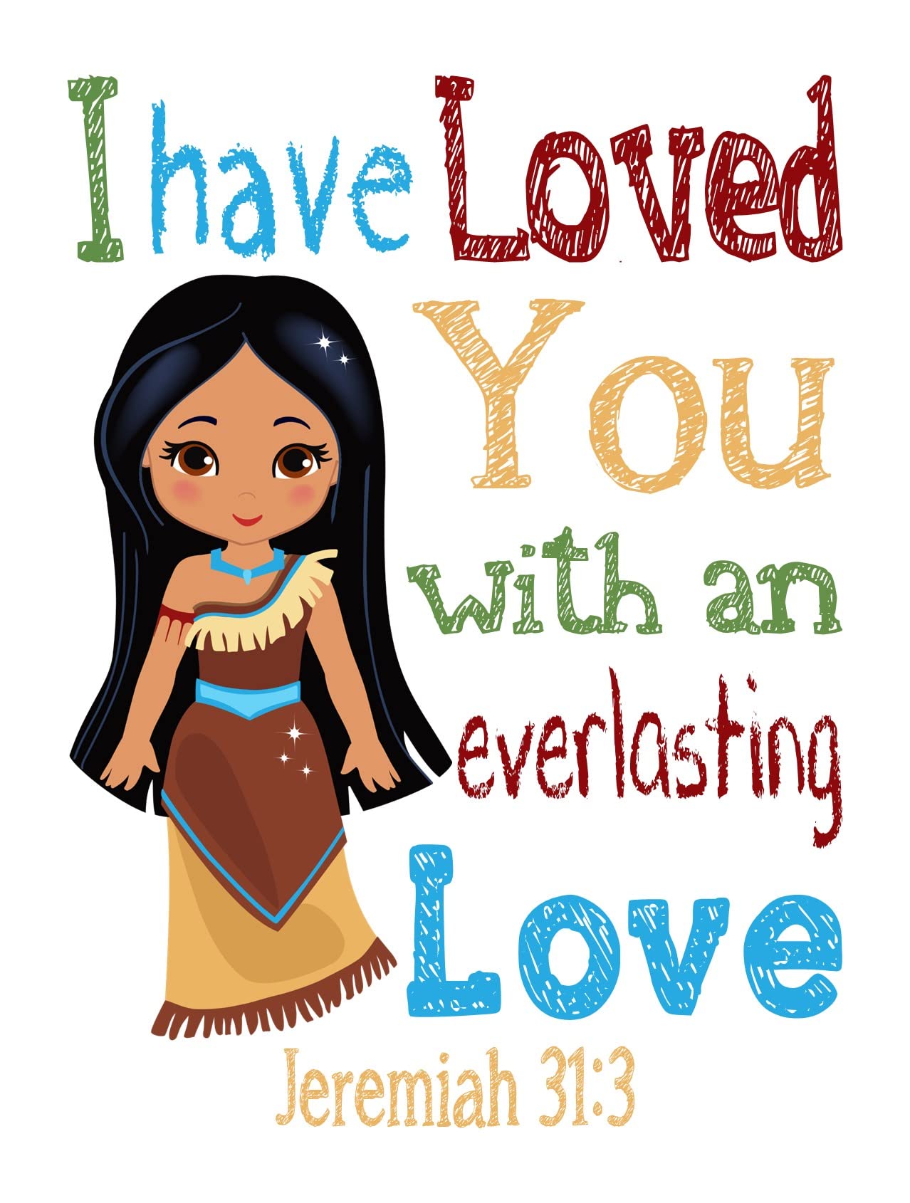 Princess Nursery Decor Set - Snow White, Ariel, Cinderella & Pocahontas Bible Verse Prints for Baby Room
