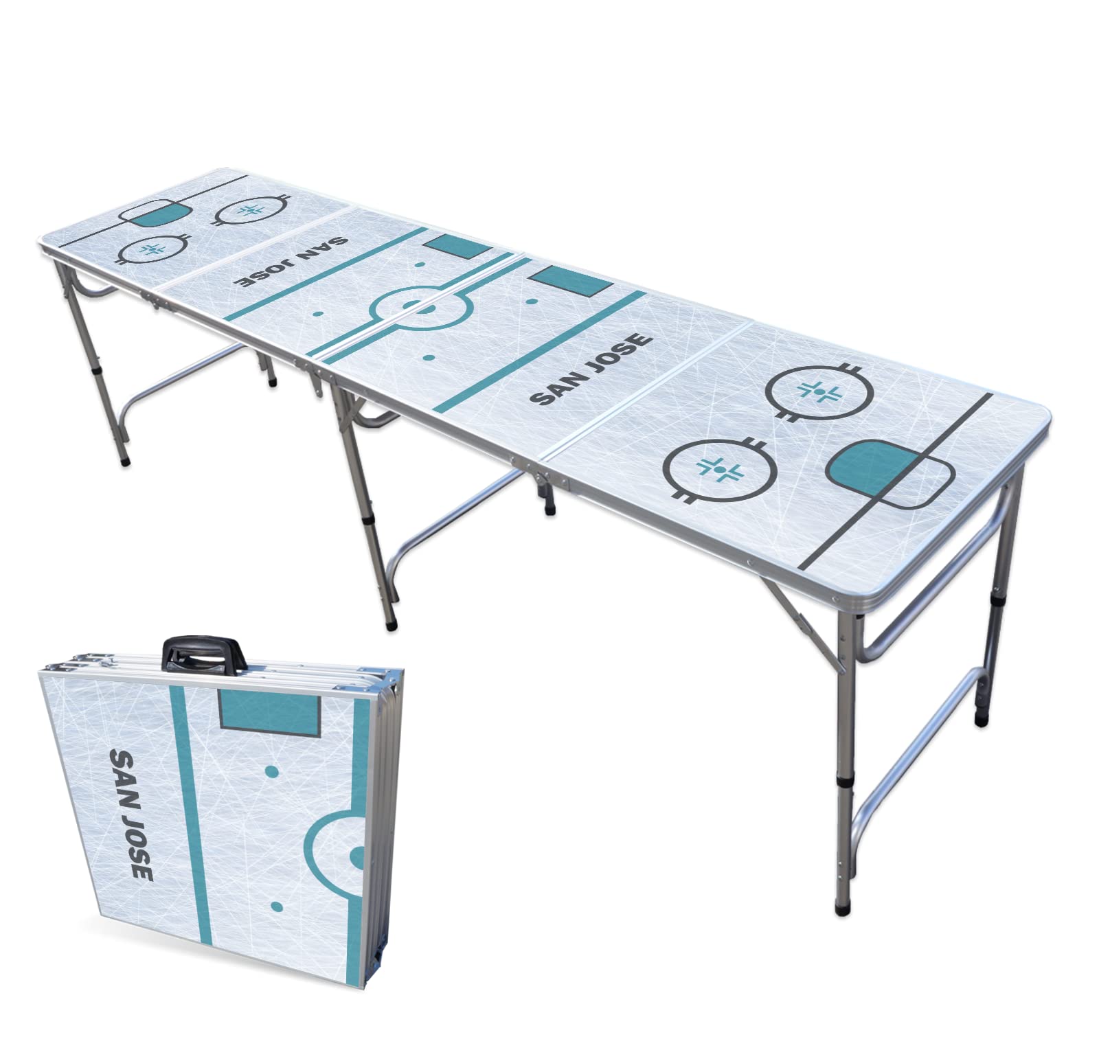 8-Foot Folding Portable Beer Pong Table with Optional Cup Holders & LED Lights - Indoor/Outdoor Party Game for Backyard, College Dorm, Tailgating (Choose Your Model)