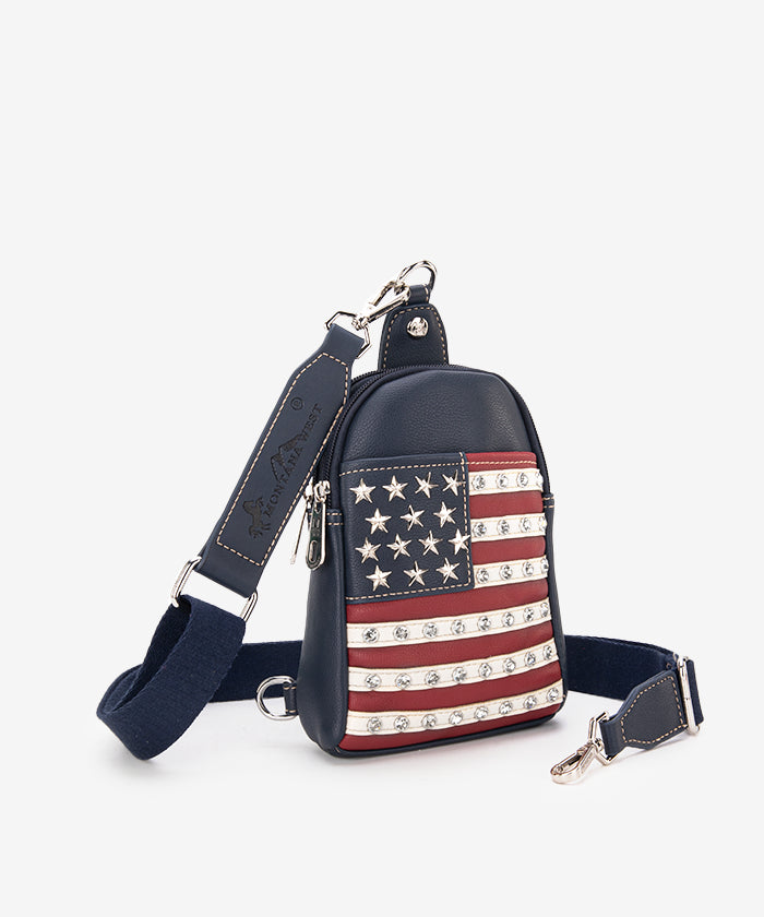 Montana West American Flag Sling Bag - Patriotic Crossbody Purse for Women, Perfect for Travel, Shopping & Outdoor Adventures