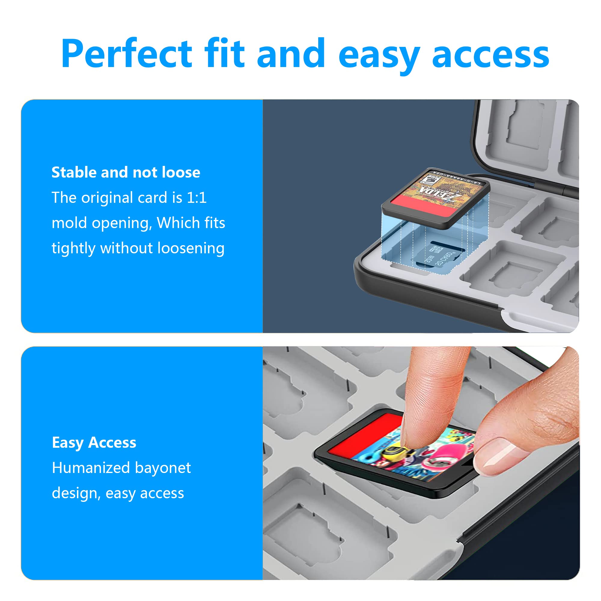Nintendo Switch Game Card Case - 24 Slots Storage Holder for Switch & Switch OLED Games & Micro SD Cards | Soft Lined Interior with Magnetic Closure | Portable Travel Organizer for Gamers